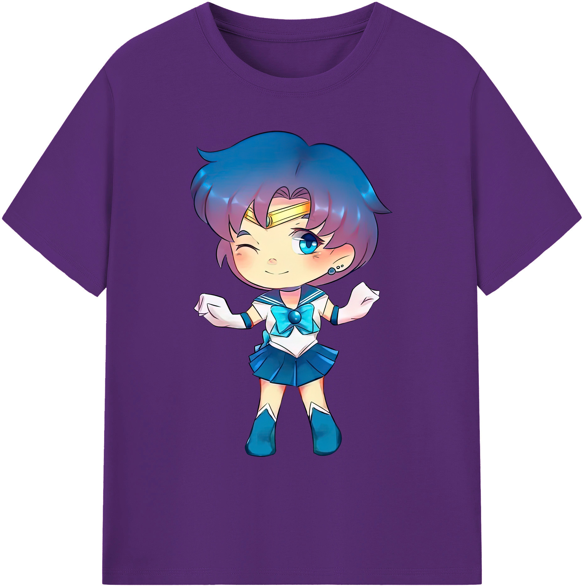 （画像用） 美少女戦士セーラームーン 水野 亜美 みずの あみ Sailor Moon Mizuno Ami 綿100％ メンズ半袖Tシャツ｜肌触りやわらか＆通気性