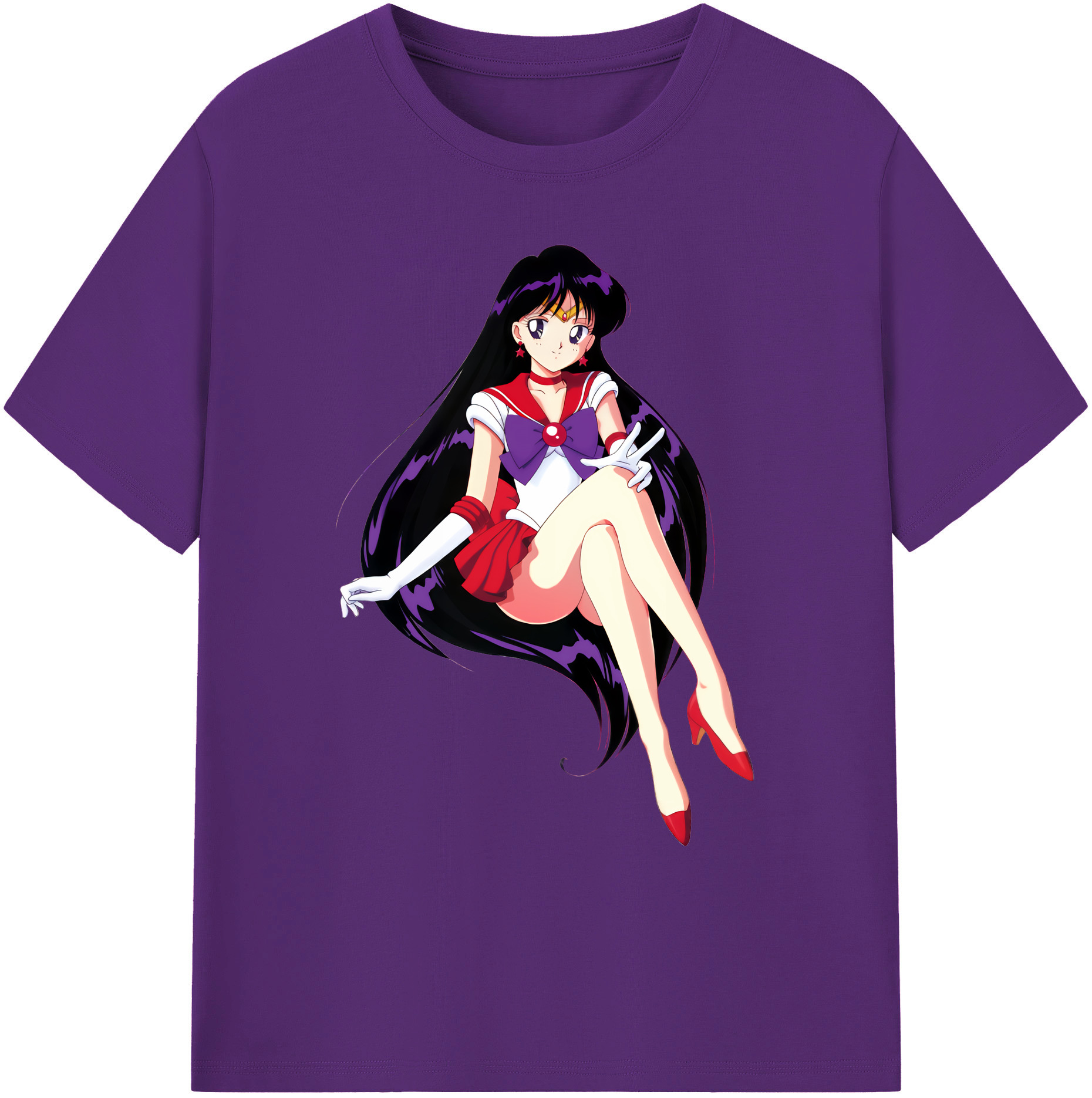 （画像用） 美少女戦士セーラームーン 火野レイ ひの レイ Sailor Moon Hino Rei （セーラーマーズ,Sailor Mars） 綿100％ メンズ半袖Tシャツ｜肌触りやわらか＆通気性