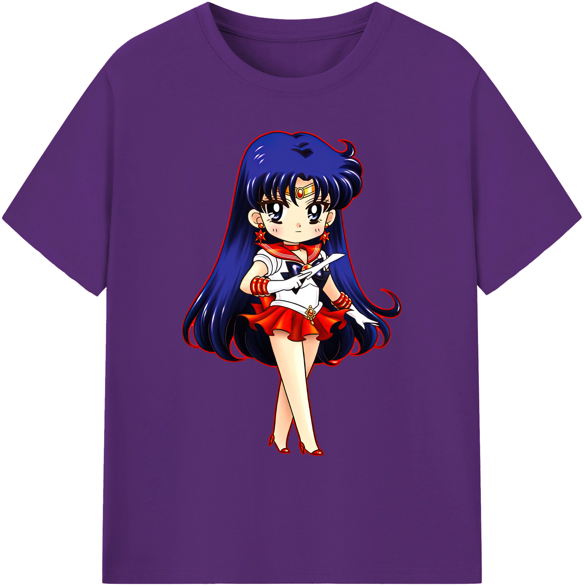 （画像用） 美少女戦士セーラームーン 火野レイ ひの レイ Sailor Moon Hino Rei （セーラーマーズ,Sailor Mars） 綿100％ メンズ半袖Tシャツ｜肌触りやわらか＆通気性