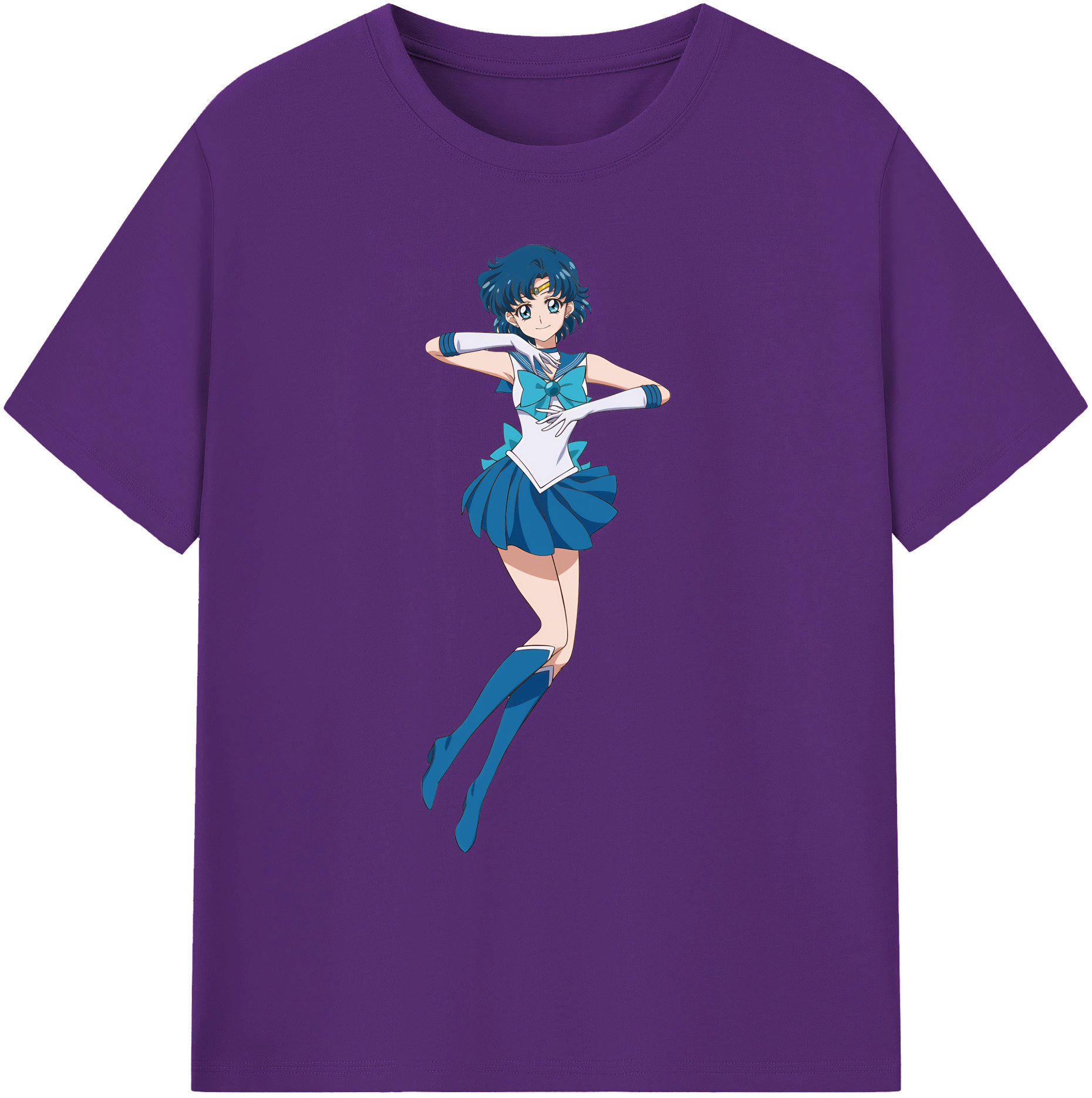 （画像用） 美少女戦士セーラームーン 水野 亜美 みずの あみ Sailor Moon Mizuno Ami 綿100％ メンズ半袖Tシャツ｜肌触りやわらか＆通気性