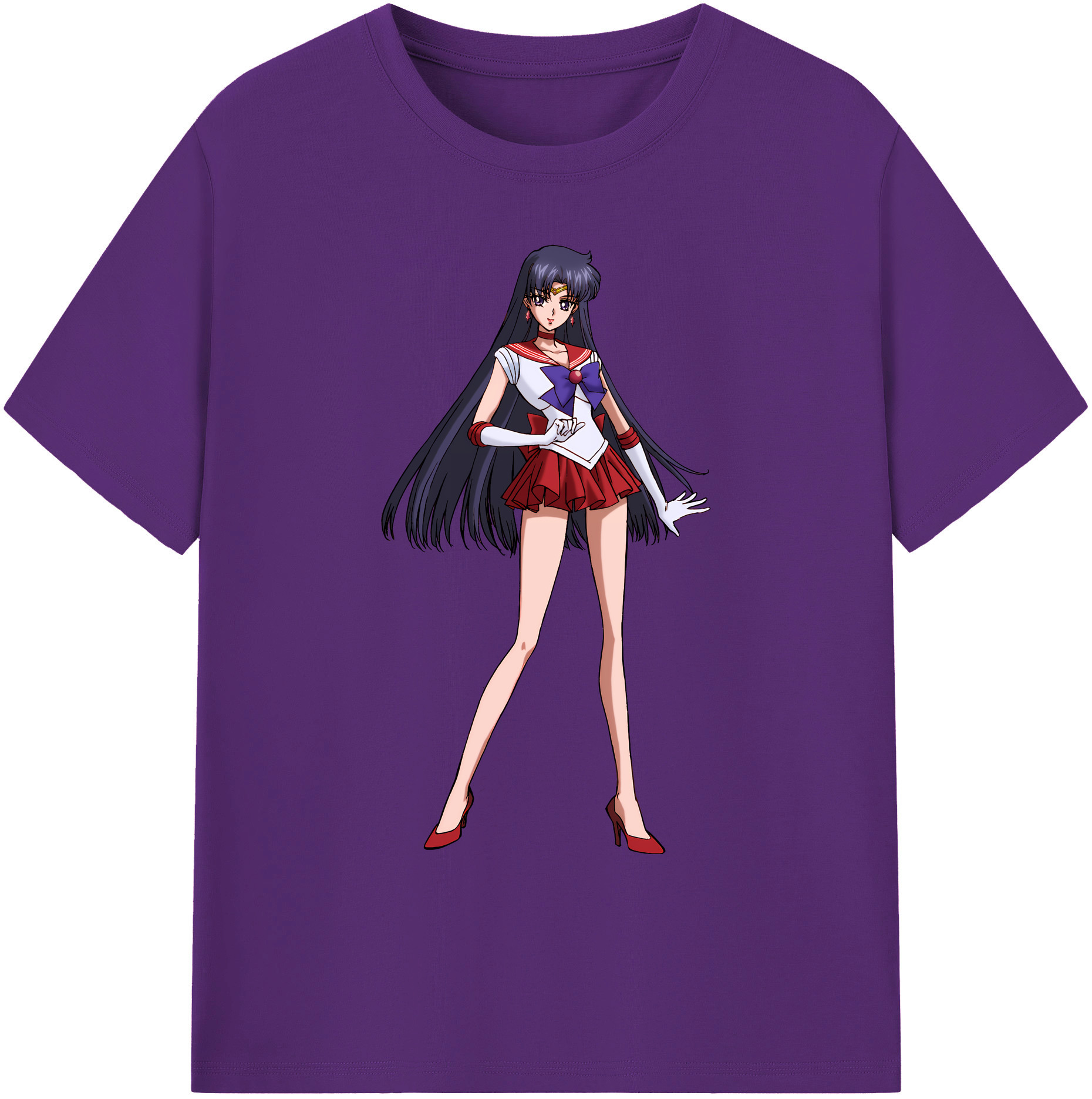（画像用） 美少女戦士セーラームーン 火野レイ ひの レイ Sailor Moon Hino Rei （セーラーマーズ,Sailor Mars） 綿100％ メンズ半袖Tシャツ｜肌触りやわらか＆通気性