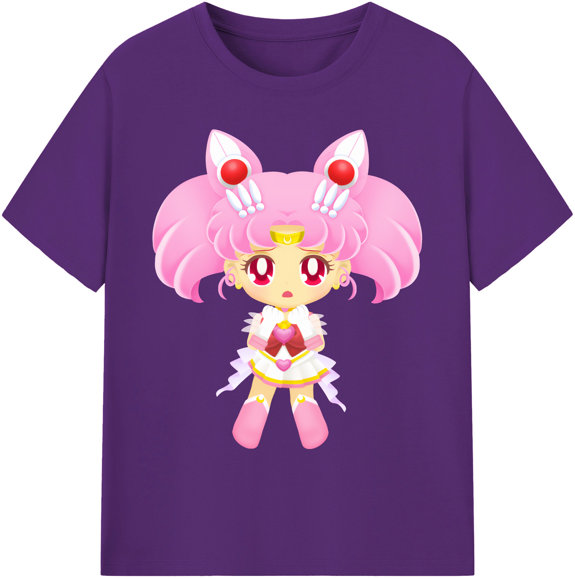 （画像用） 美少女戦士セーラームーン ちびうさ Sailor Moon Chibiusa Tsukino Usagi Small Lady Serenity 綿100％ メンズ半袖Tシャツ｜肌触りやわらか＆通気性