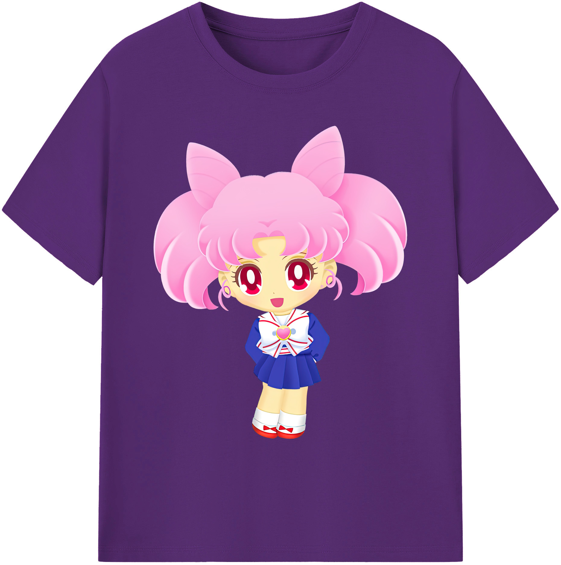 （画像用） 美少女戦士セーラームーン ちびうさ Sailor Moon Chibiusa Tsukino Usagi Small Lady Serenity 綿100％ メンズ半袖Tシャツ｜肌触りやわらか＆通気性