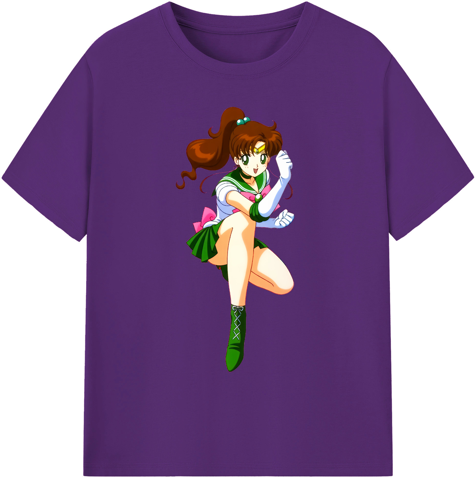 （画像用） 美少女戦士セーラームーン 木野 まこと きの まこと Sailor Moon Kino Makoto （セーラージュピター；Sailor Jupiter） 綿100％ メンズ半袖Tシャツ｜肌触りやわらか＆通気性
