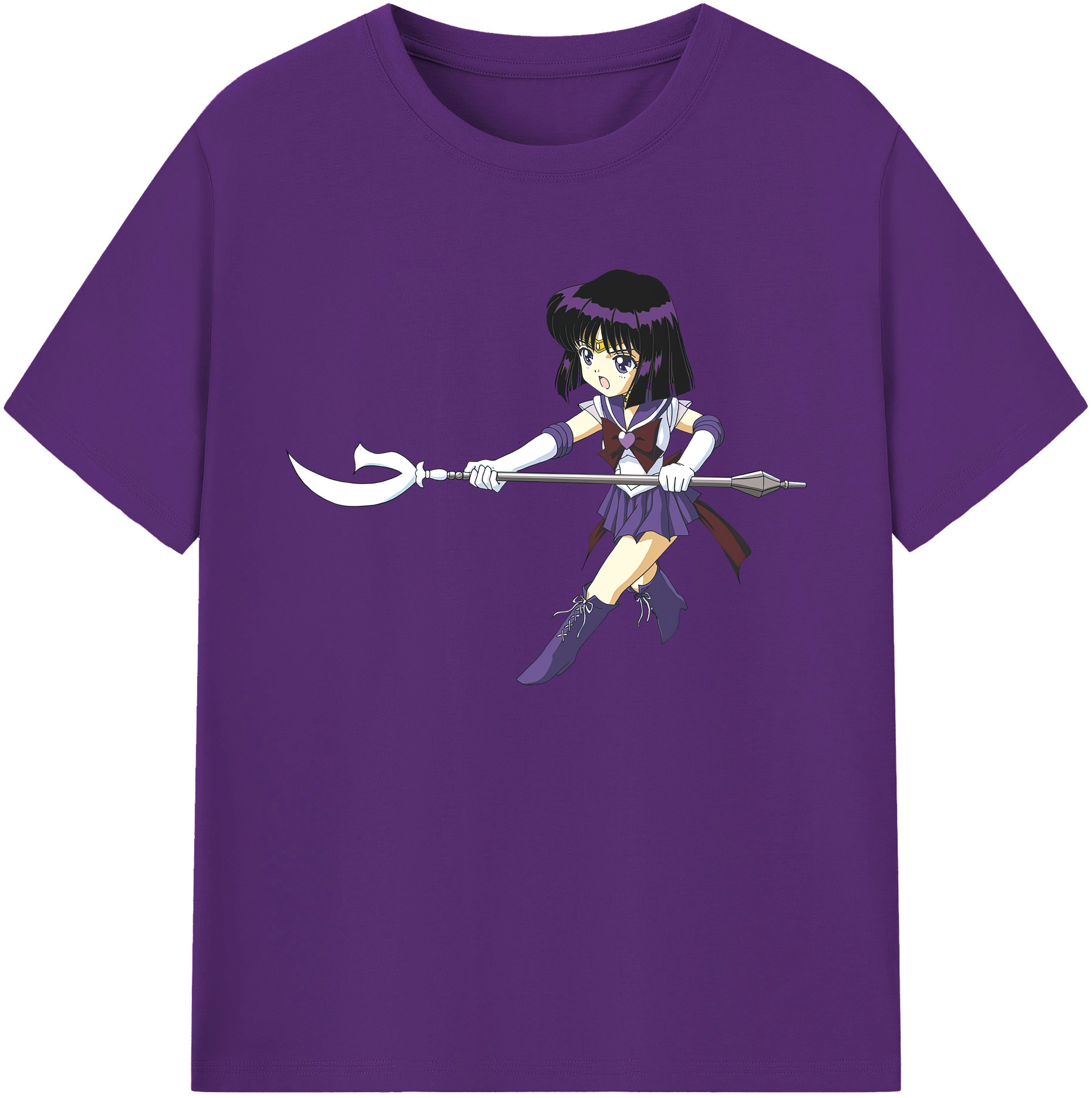 （画像用） 美少女戦士セーラームーン 土萠ほたる Sailor Moon Tomoe Hotaru （セーラーサターン；Sailor Saturn） 綿100％ メンズ半袖Tシャツ｜肌触りやわらか＆通気性