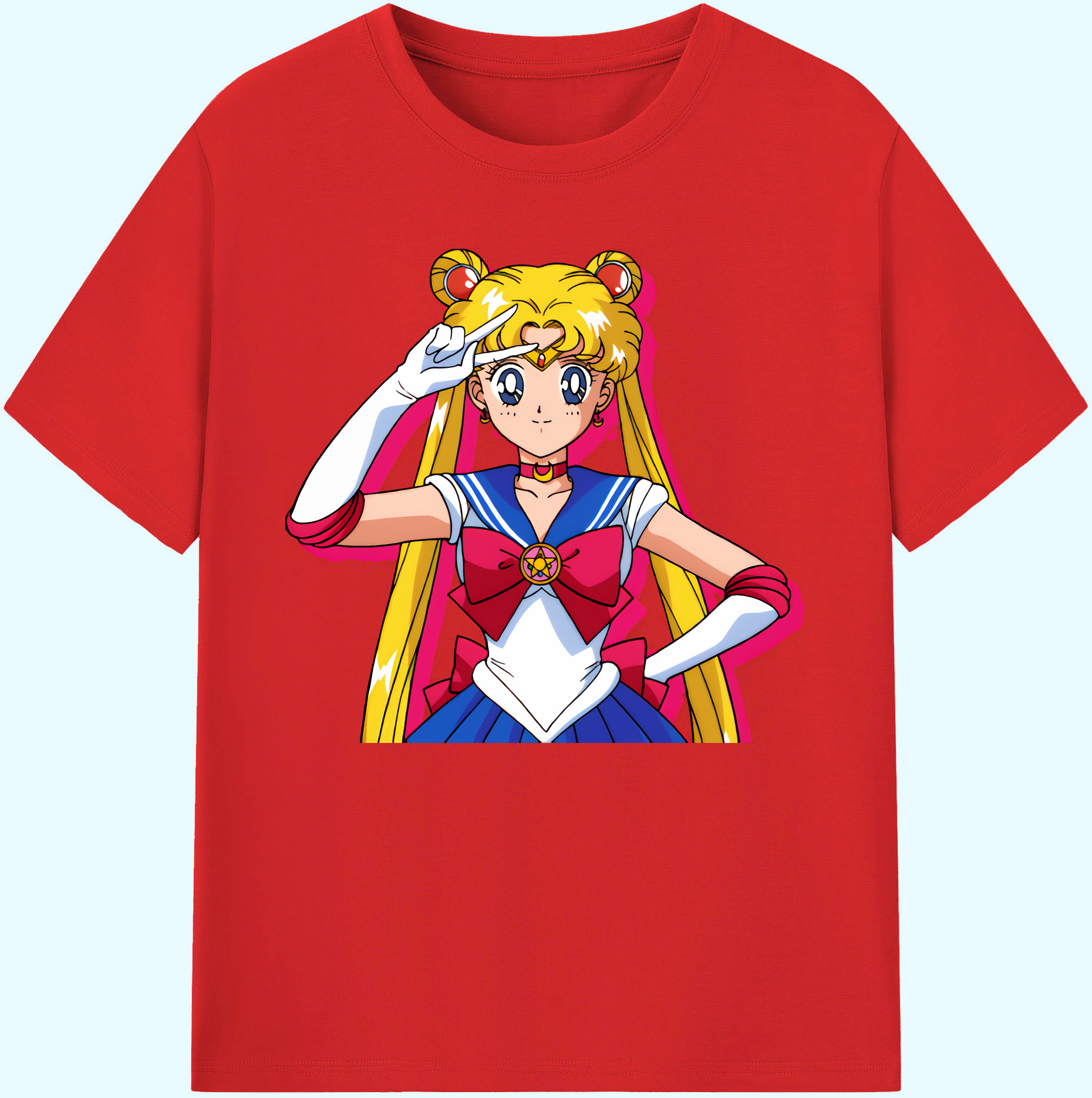 （画像用） 美少女戦士セーラームーン 月野 うさぎ つきの うさぎ Sailor Moon Tsukino Usagi 綿100％ メンズ半袖Tシャツ｜肌触りやわらか＆通気性