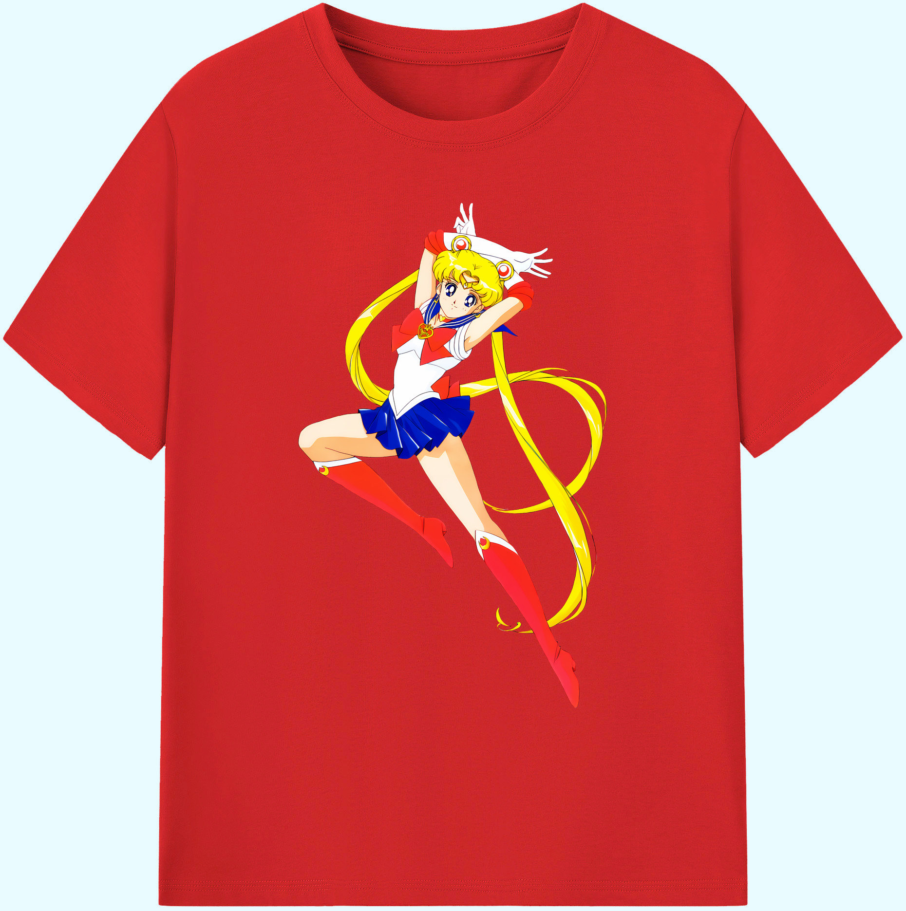 （画像用） 美少女戦士セーラームーン 月野 うさぎ つきの うさぎ Sailor Moon Tsukino Usagi 綿100％ メンズ半袖Tシャツ｜肌触りやわらか＆通気性