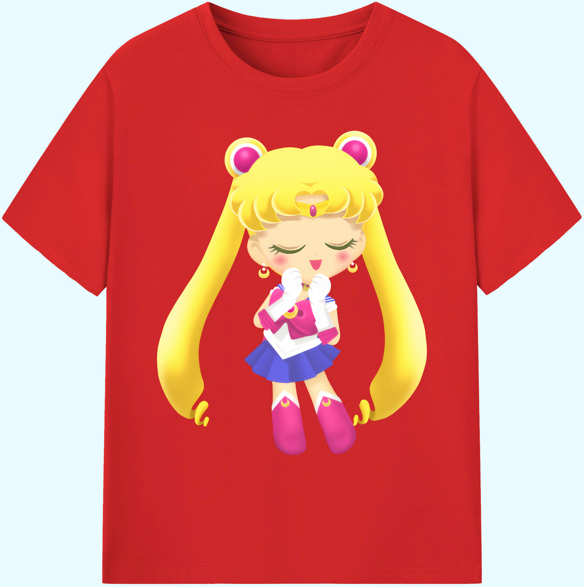 （画像用） 美少女戦士セーラームーン 月野 うさぎ つきの うさぎ Sailor Moon Tsukino Usagi 綿100％ メンズ半袖Tシャツ｜肌触りやわらか＆通気性