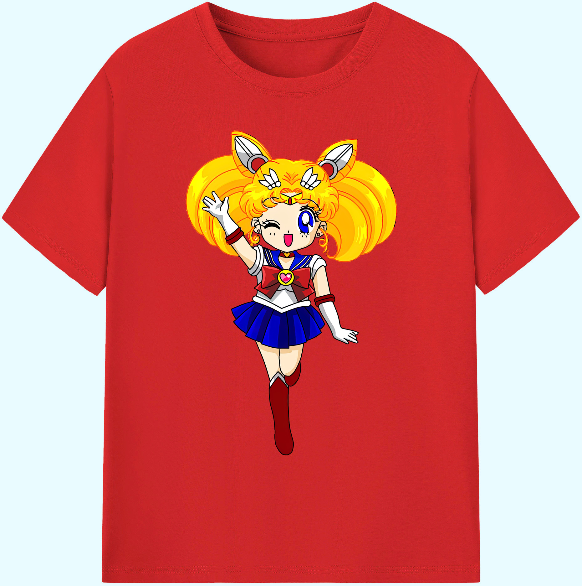 （画像用） 美少女戦士セーラームーン 月野 うさぎ つきの うさぎ Sailor Moon Tsukino Usagi 綿100％ メンズ半袖Tシャツ｜肌触りやわらか＆通気性
