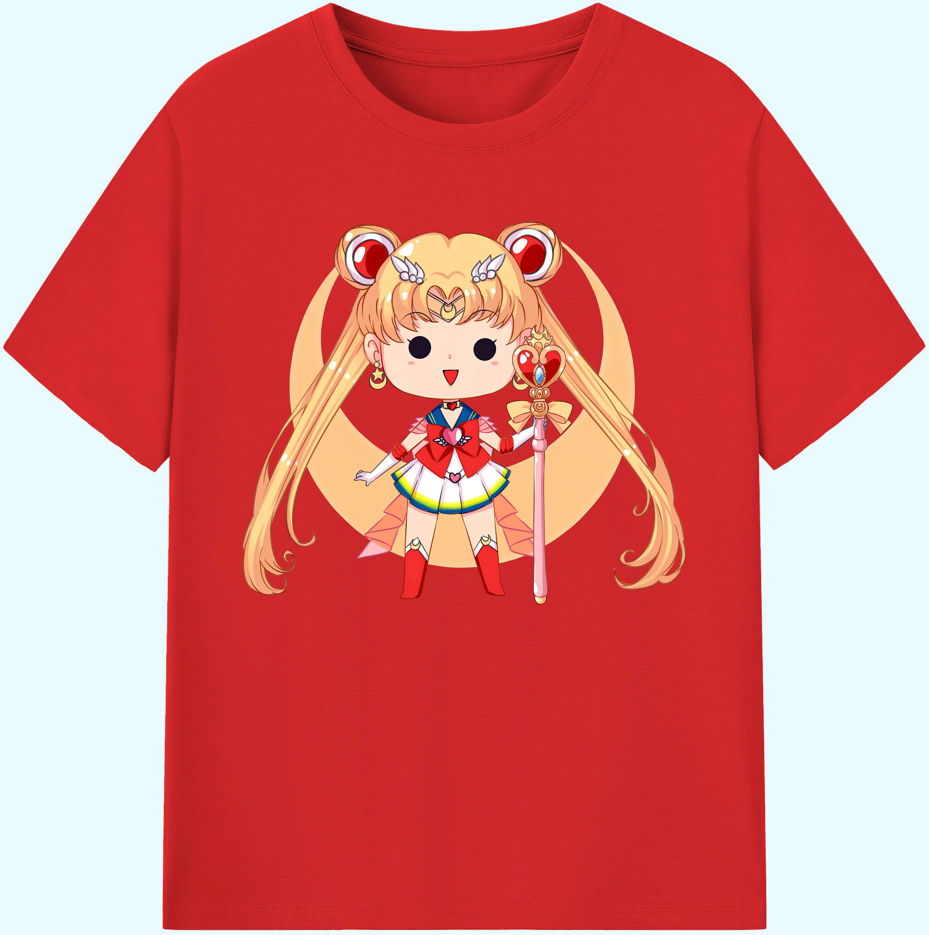 （画像用） 美少女戦士セーラームーン 月野 うさぎ つきの うさぎ Sailor Moon Tsukino Usagi 綿100％ メンズ半袖Tシャツ｜肌触りやわらか＆通気性