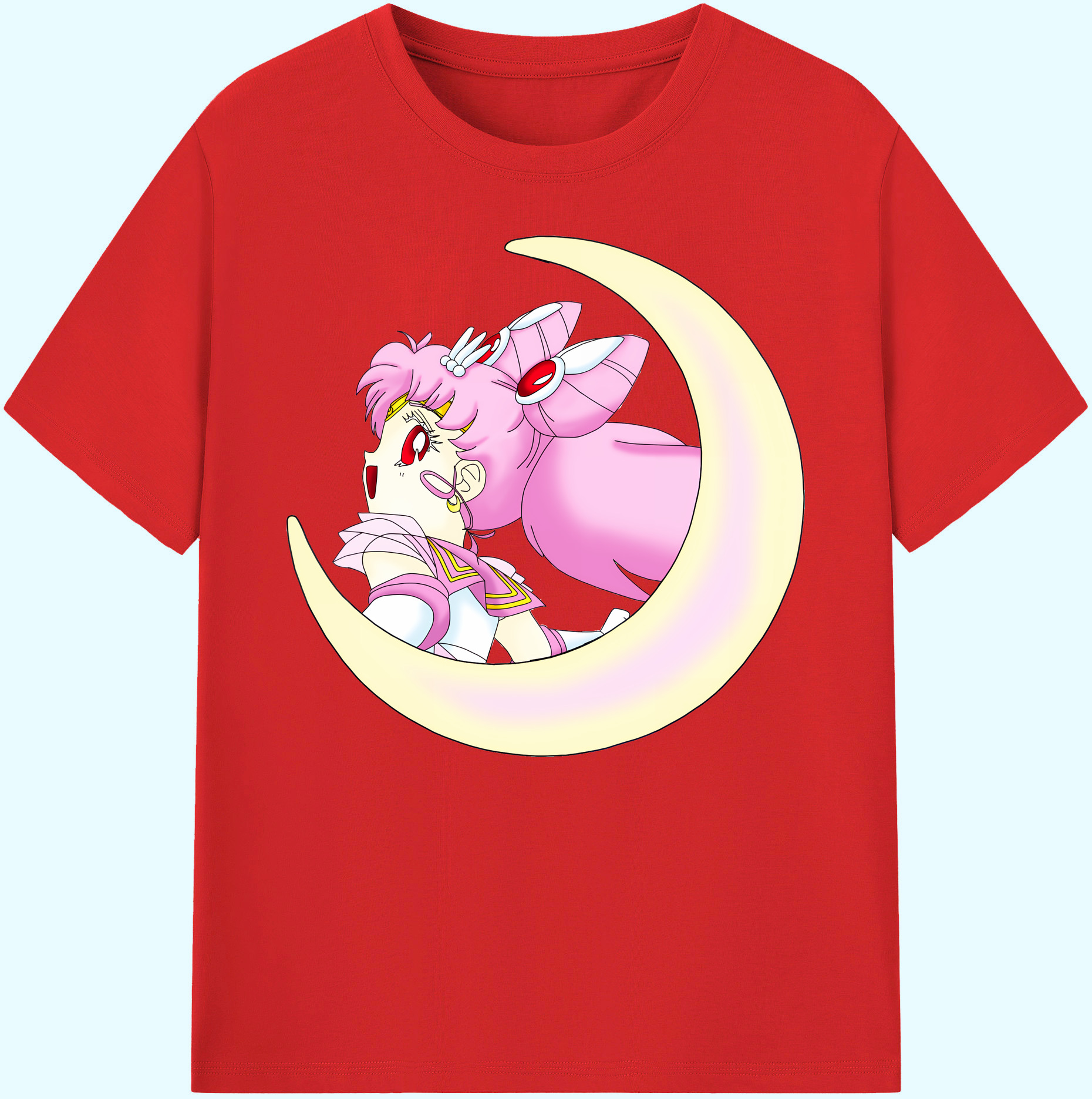 （画像用） 美少女戦士セーラームーン ちびうさ Sailor Moon Chibiusa Tsukino Usagi Small Lady Serenity 綿100％ メンズ半袖Tシャツ｜肌触りやわらか＆通気性