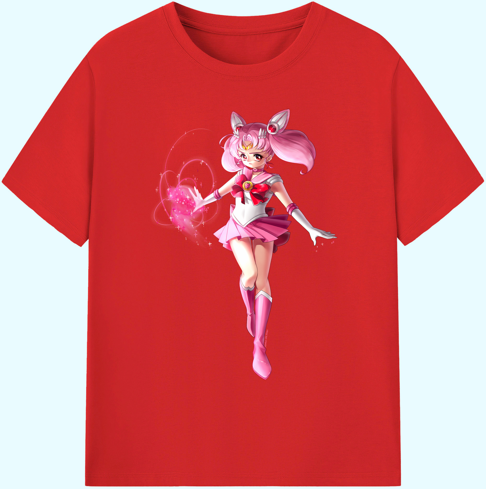 （画像用） 美少女戦士セーラームーン ちびうさ Sailor Moon Chibiusa Tsukino Usagi Small Lady Serenity 綿100％ メンズ半袖Tシャツ｜肌触りやわらか＆通気性