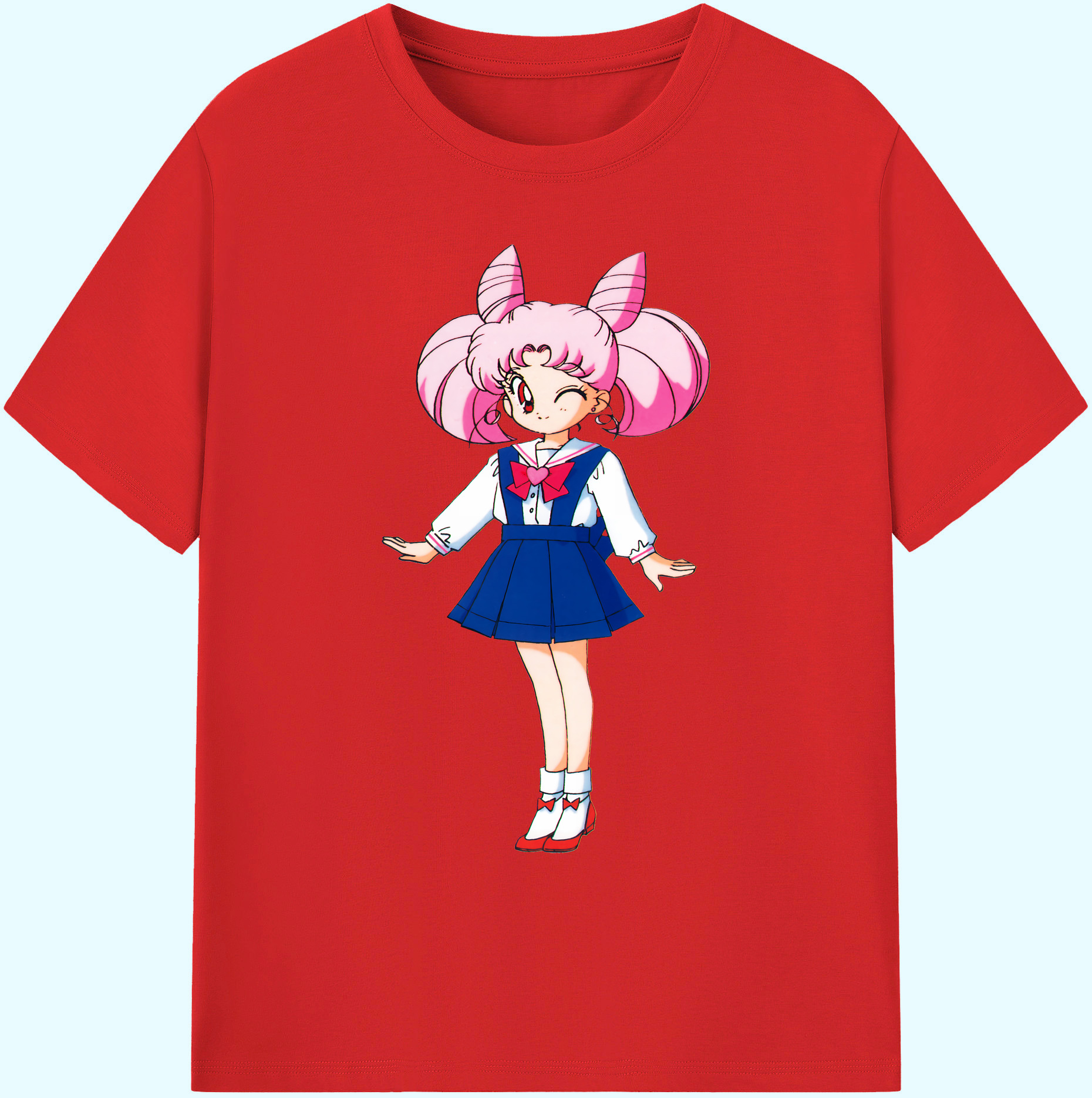 （画像用） 美少女戦士セーラームーン ちびうさ Sailor Moon Chibiusa Tsukino Usagi Small Lady Serenity 綿100％ メンズ半袖Tシャツ｜肌触りやわらか＆通気性