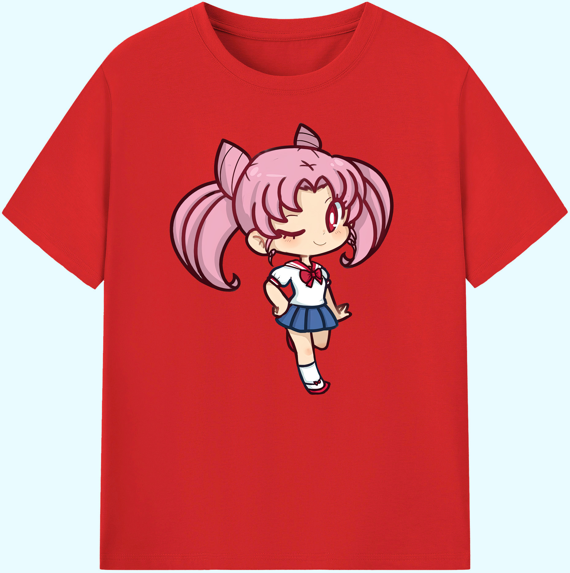 （画像用） 美少女戦士セーラームーン ちびうさ Sailor Moon Chibiusa Tsukino Usagi Small Lady Serenity 綿100％ メンズ半袖Tシャツ｜肌触りやわらか＆通気性