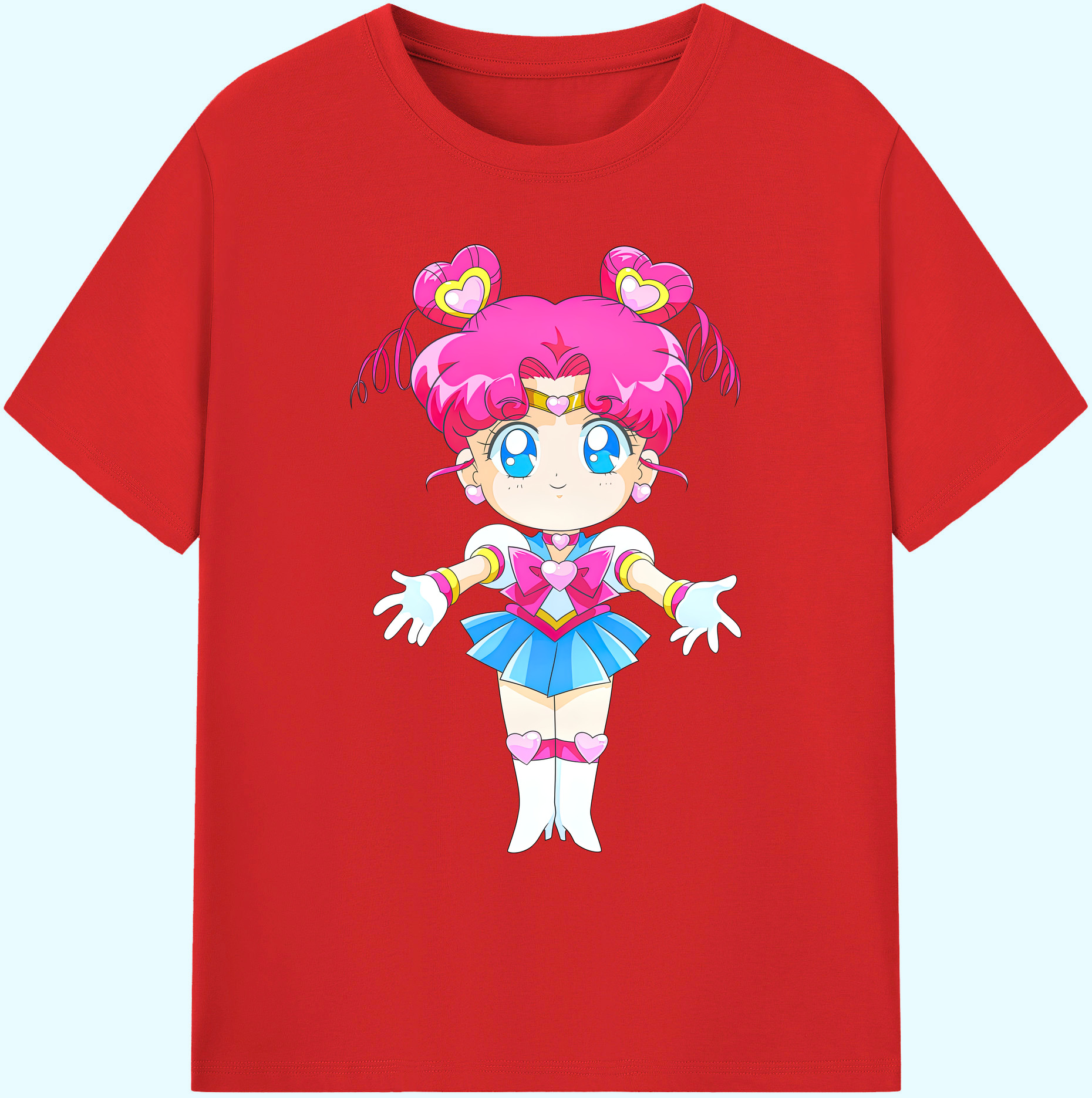 （画像用） 美少女戦士セーラームーン ちびうさ Sailor Moon Chibiusa Tsukino Usagi Small Lady Serenity 綿100％ メンズ半袖Tシャツ｜肌触りやわらか＆通気性