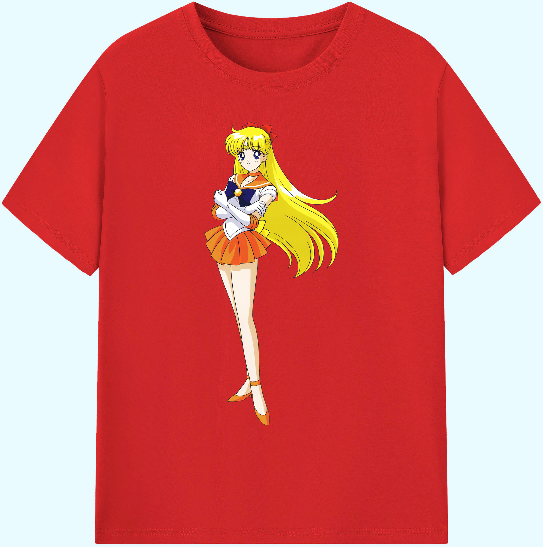 （画像用） 美少女戦士セーラームーン 愛野 美奈子 あいの みなこ Sailor Moon Aino Minako 綿100％ メンズ半袖Tシャツ｜肌触りやわらか＆通気性