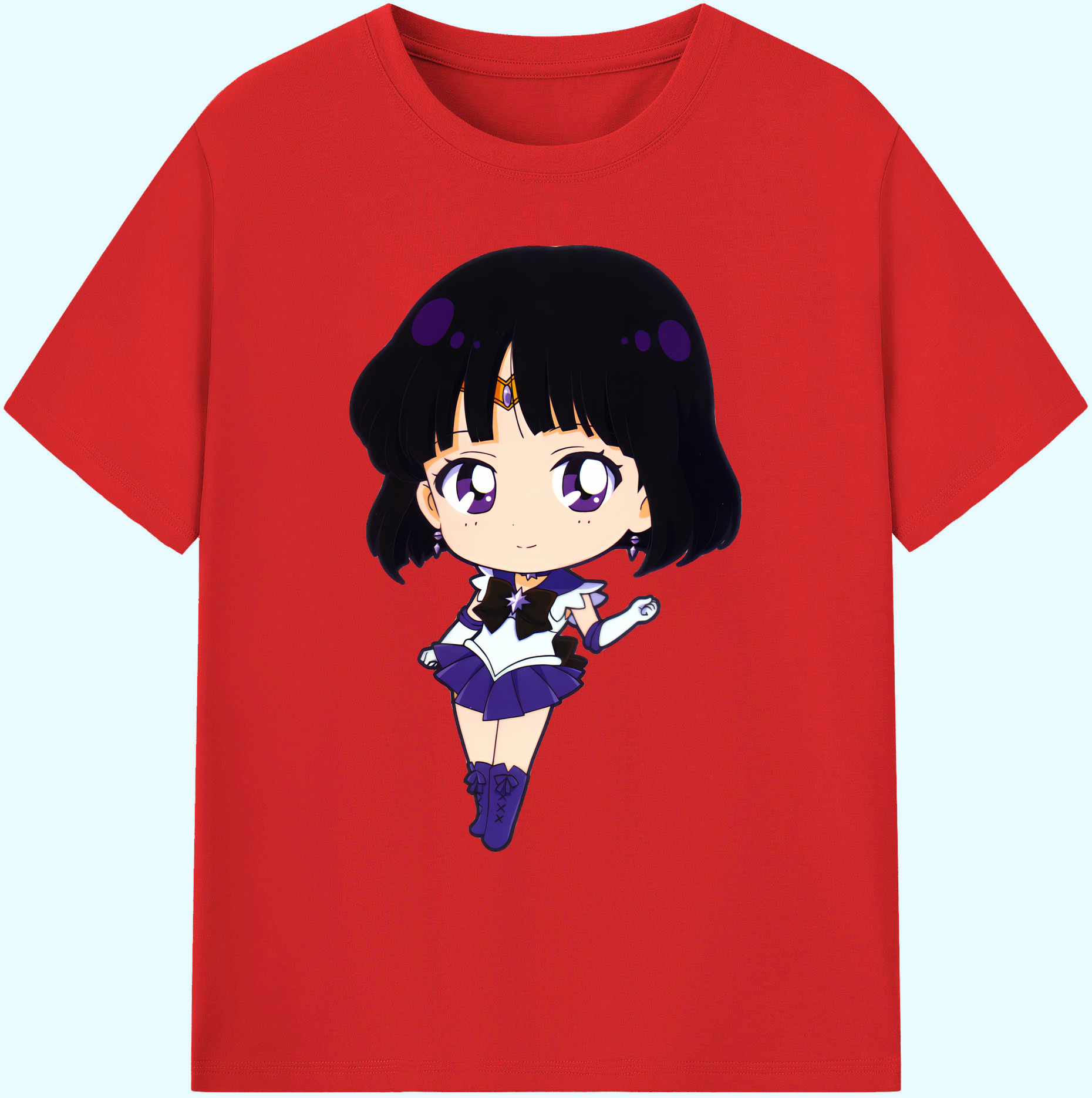（画像用） 美少女戦士セーラームーン 土萠ほたる Sailor Moon Tomoe Hotaru （セーラーサターン；Sailor Saturn） 綿100％ メンズ半袖Tシャツ｜肌触りやわらか＆通気性