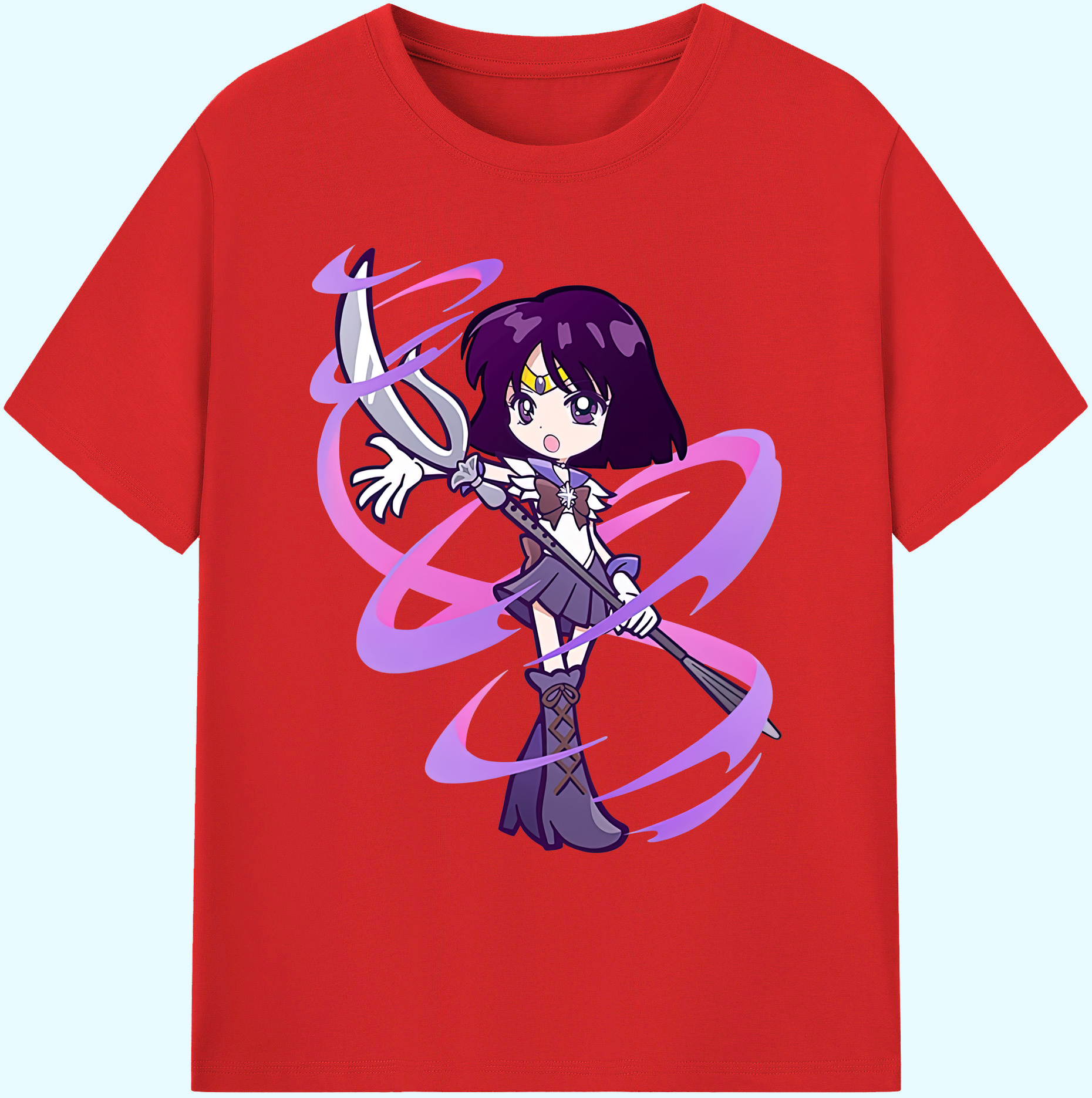（画像用） 美少女戦士セーラームーン 土萠ほたる Sailor Moon Tomoe Hotaru （セーラーサターン；Sailor Saturn） 綿100％ メンズ半袖Tシャツ｜肌触りやわらか＆通気性