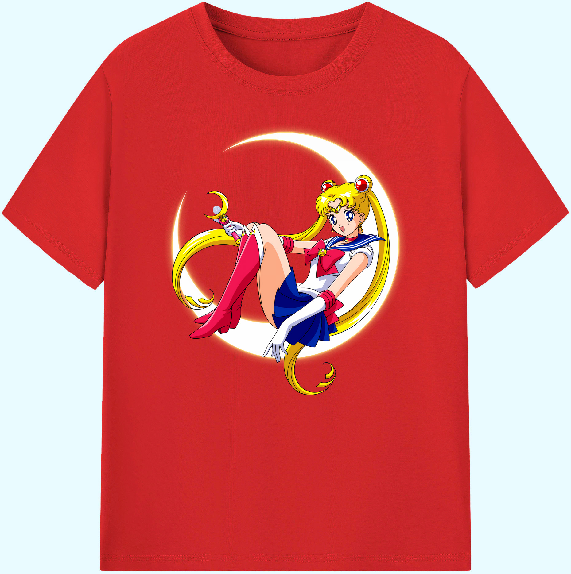 （画像用） 美少女戦士セーラームーン 月野 うさぎ つきの うさぎ Sailor Moon Tsukino Usagi 綿100％ メンズ半袖Tシャツ｜肌触りやわらか＆通気性