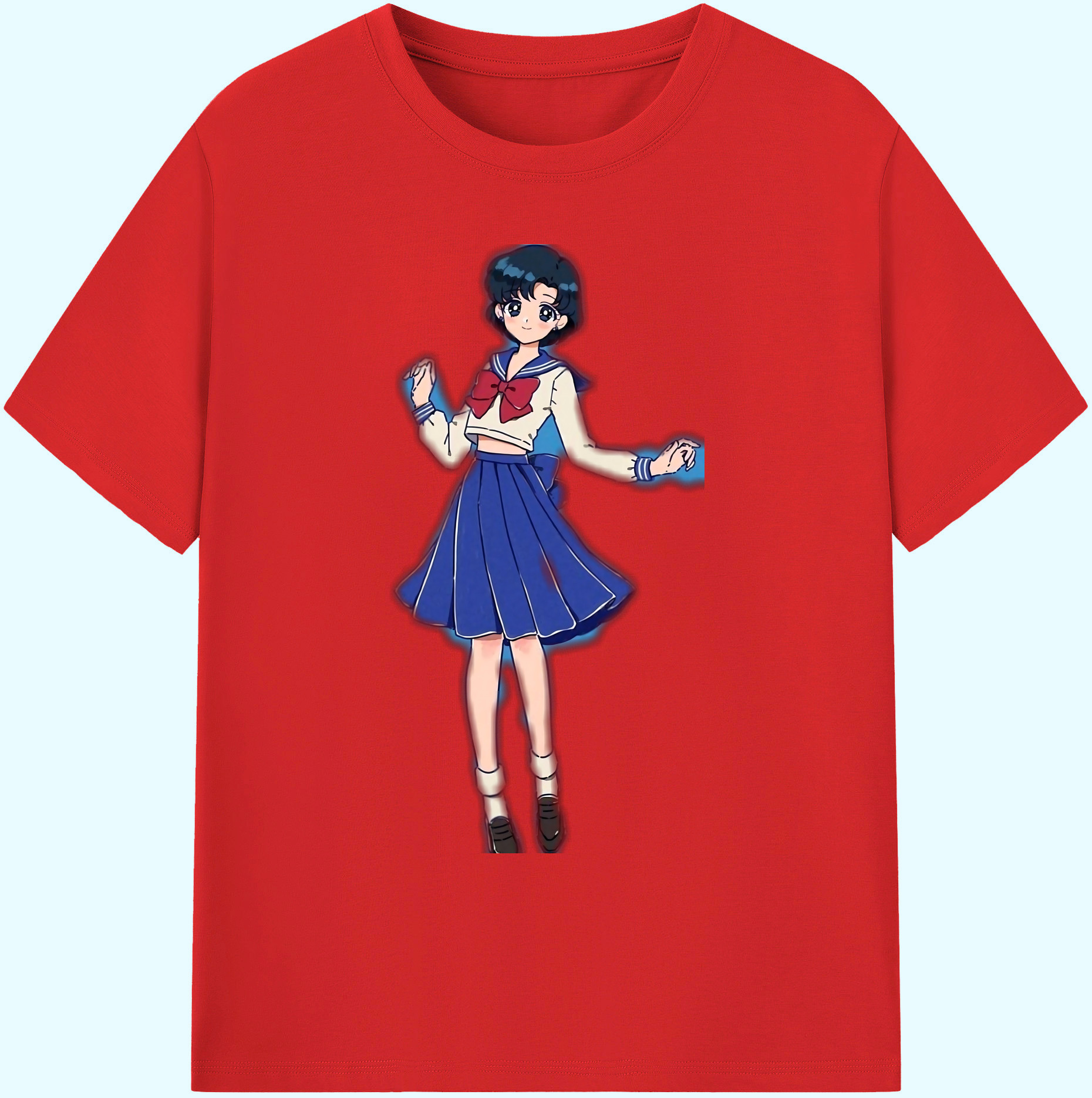 （画像用） 美少女戦士セーラームーン 水野 亜美 みずの あみ Sailor Moon Mizuno Ami 綿100％ メンズ半袖Tシャツ｜肌触りやわらか＆通気性
