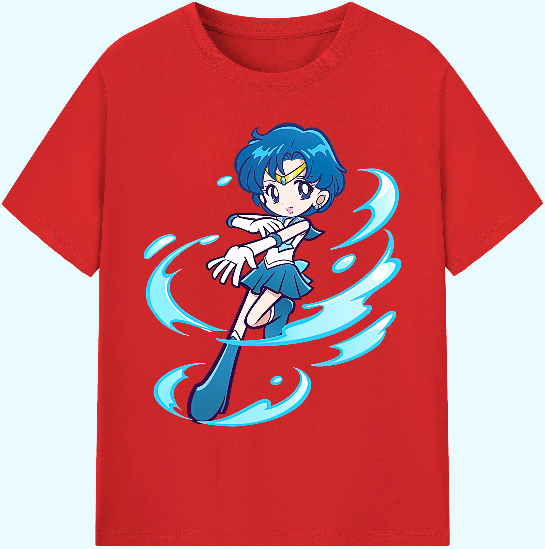 （画像用） 美少女戦士セーラームーン 水野 亜美 みずの あみ Sailor Moon Mizuno Ami 綿100％ メンズ半袖Tシャツ｜肌触りやわらか＆通気性