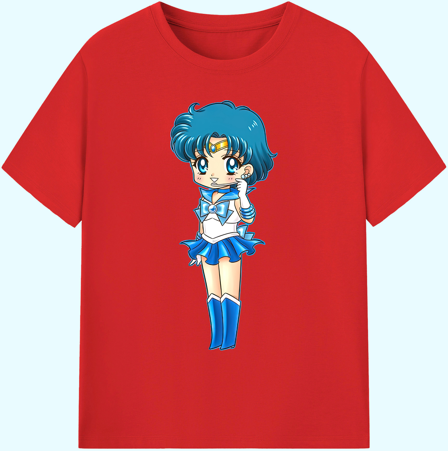 （画像用） 美少女戦士セーラームーン 水野 亜美 みずの あみ Sailor Moon Mizuno Ami 綿100％ メンズ半袖Tシャツ｜肌触りやわらか＆通気性