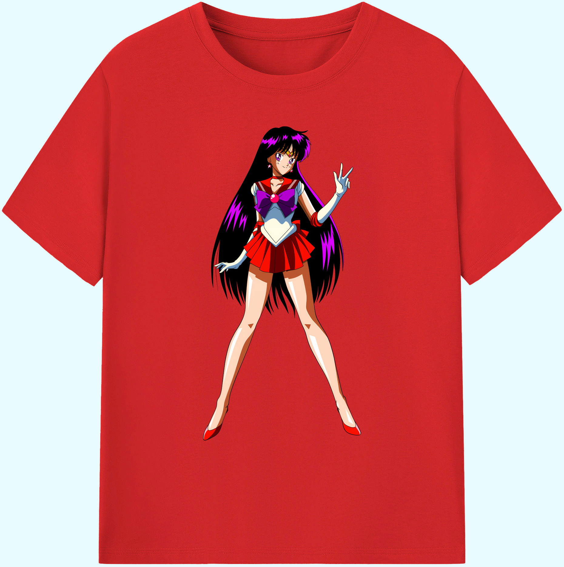 （画像用） 美少女戦士セーラームーン 火野レイ ひの レイ Sailor Moon Hino Rei （セーラーマーズ,Sailor Mars） 綿100％ メンズ半袖Tシャツ｜肌触りやわらか＆通気性
