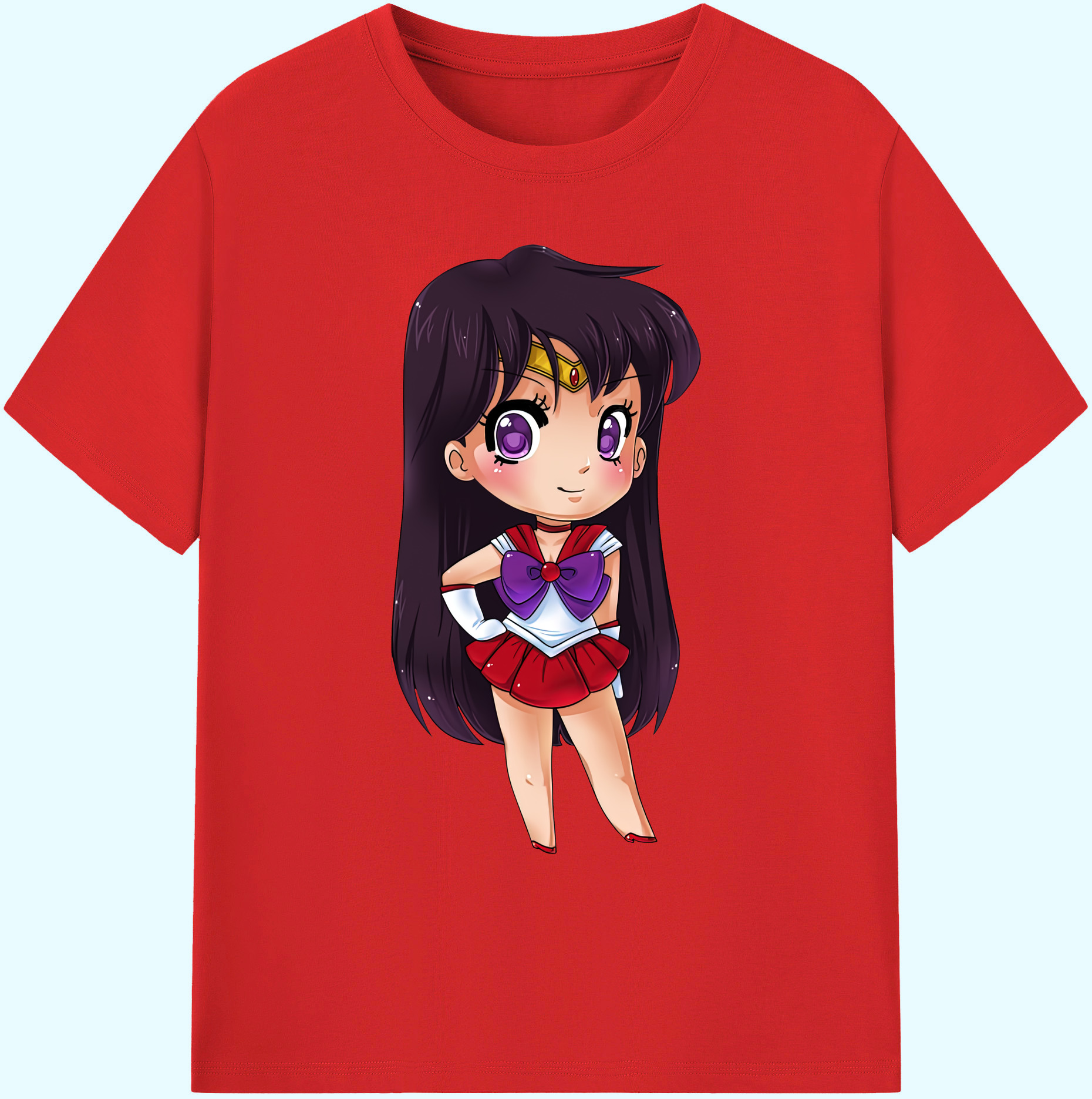 （画像用） 美少女戦士セーラームーン 火野レイ ひの レイ Sailor Moon Hino Rei （セーラーマーズ,Sailor Mars） 綿100％ メンズ半袖Tシャツ｜肌触りやわらか＆通気性