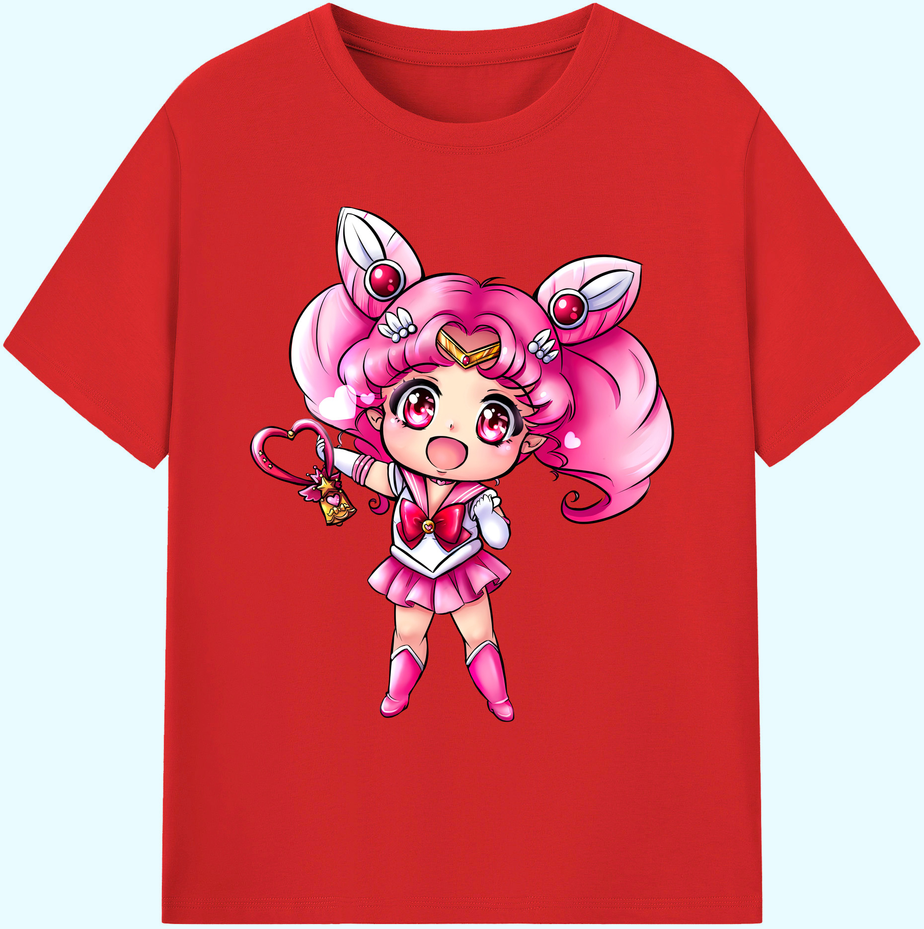 （画像用） 美少女戦士セーラームーン ちびうさ Sailor Moon Chibiusa Tsukino Usagi Small Lady Serenity 綿100％ メンズ半袖Tシャツ｜肌触りやわらか＆通気性