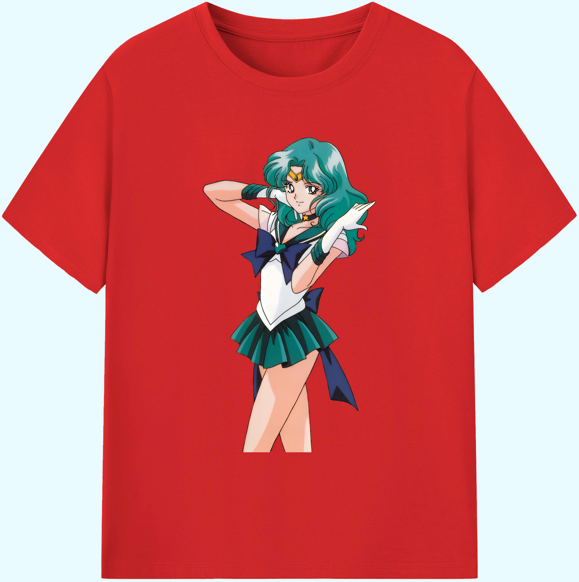 （画像用） 美少女戦士セーラームーン 海王 みちる（かいおう みちる） Sailor Moon Kaiou Michiru 綿100％ メンズ半袖Tシャツ｜肌触りやわらか＆通気性