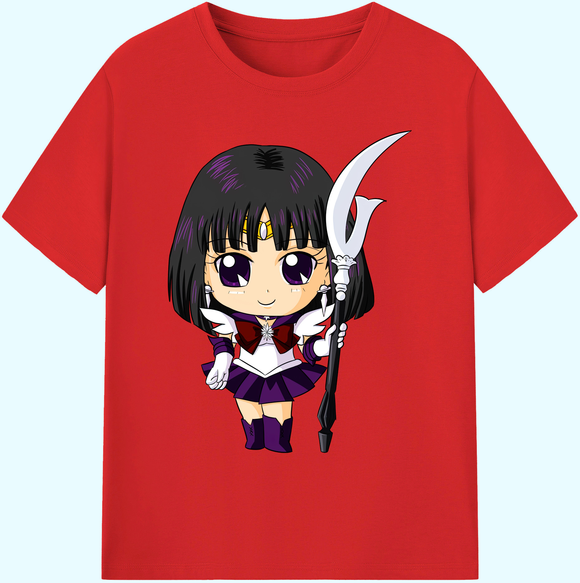 （画像用） 美少女戦士セーラームーン 土萠ほたる Sailor Moon Tomoe Hotaru （セーラーサターン；Sailor Saturn） 綿100％ メンズ半袖Tシャツ｜肌触りやわらか＆通気性