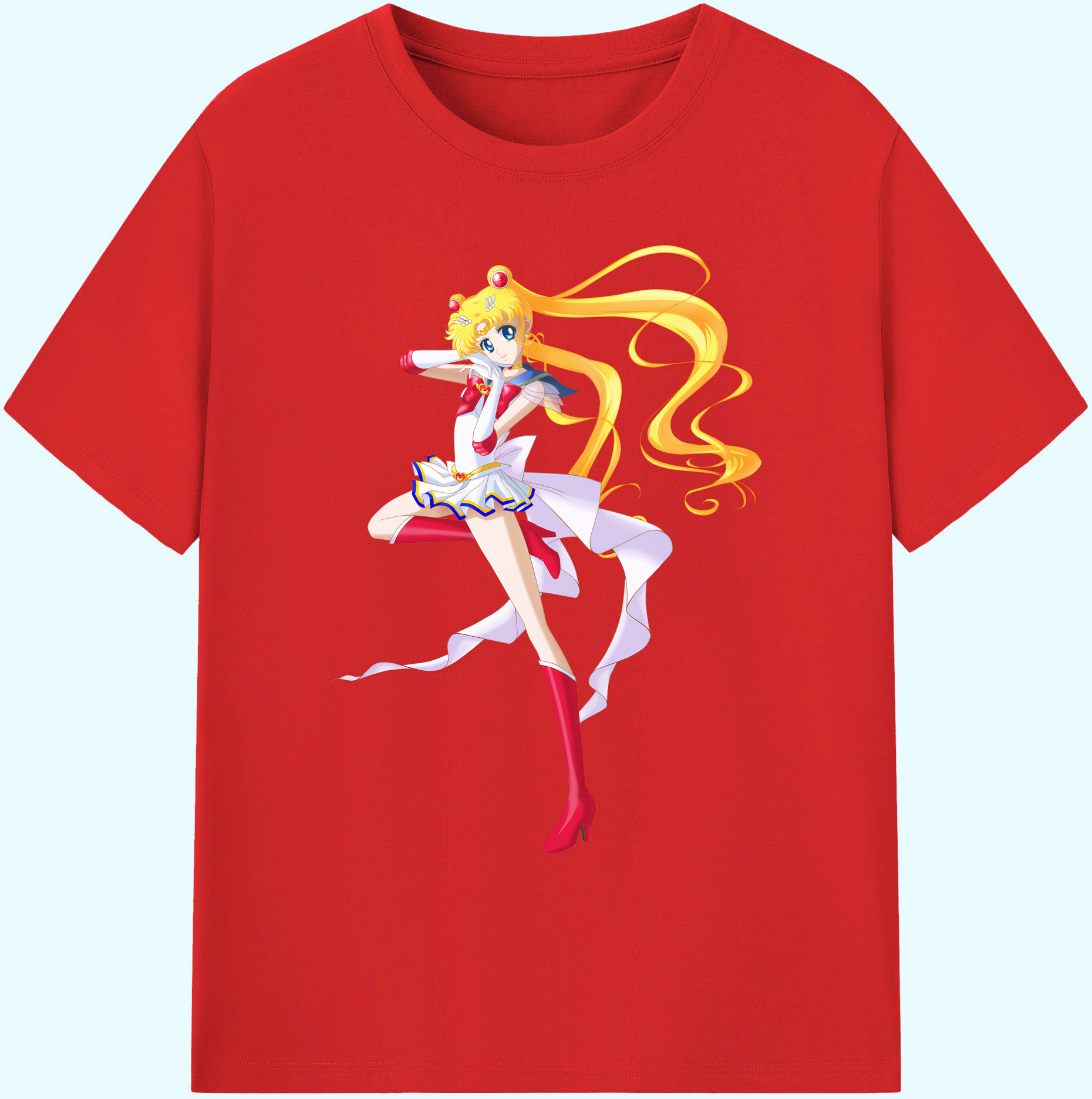 （画像用） 美少女戦士セーラームーン 月野 うさぎ つきの うさぎ Sailor Moon Tsukino Usagi 綿100％ メンズ半袖Tシャツ｜肌触りやわらか＆通気性