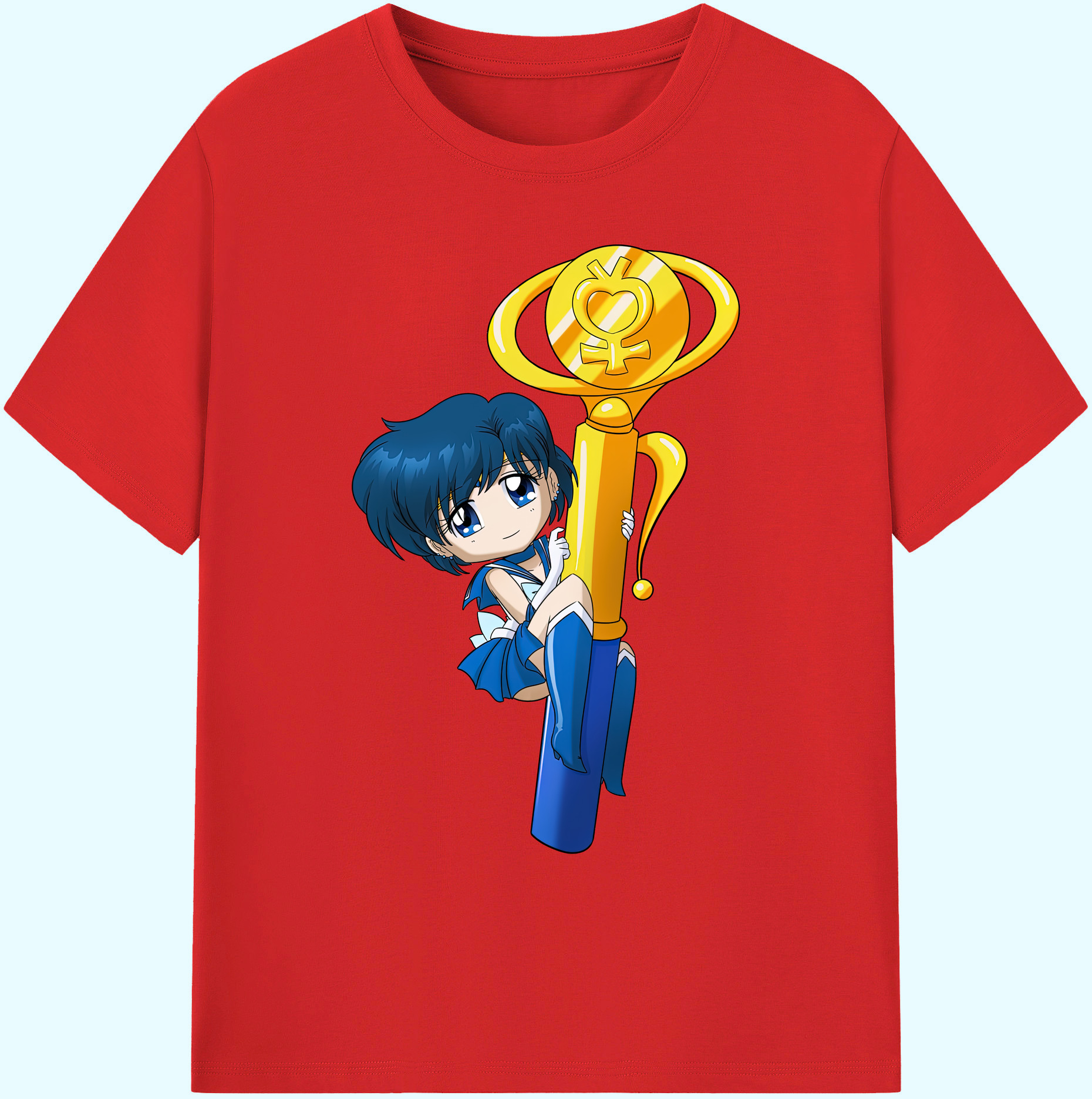 （画像用） 美少女戦士セーラームーン 水野 亜美 みずの あみ Sailor Moon Mizuno Ami 綿100％ メンズ半袖Tシャツ｜肌触りやわらか＆通気性