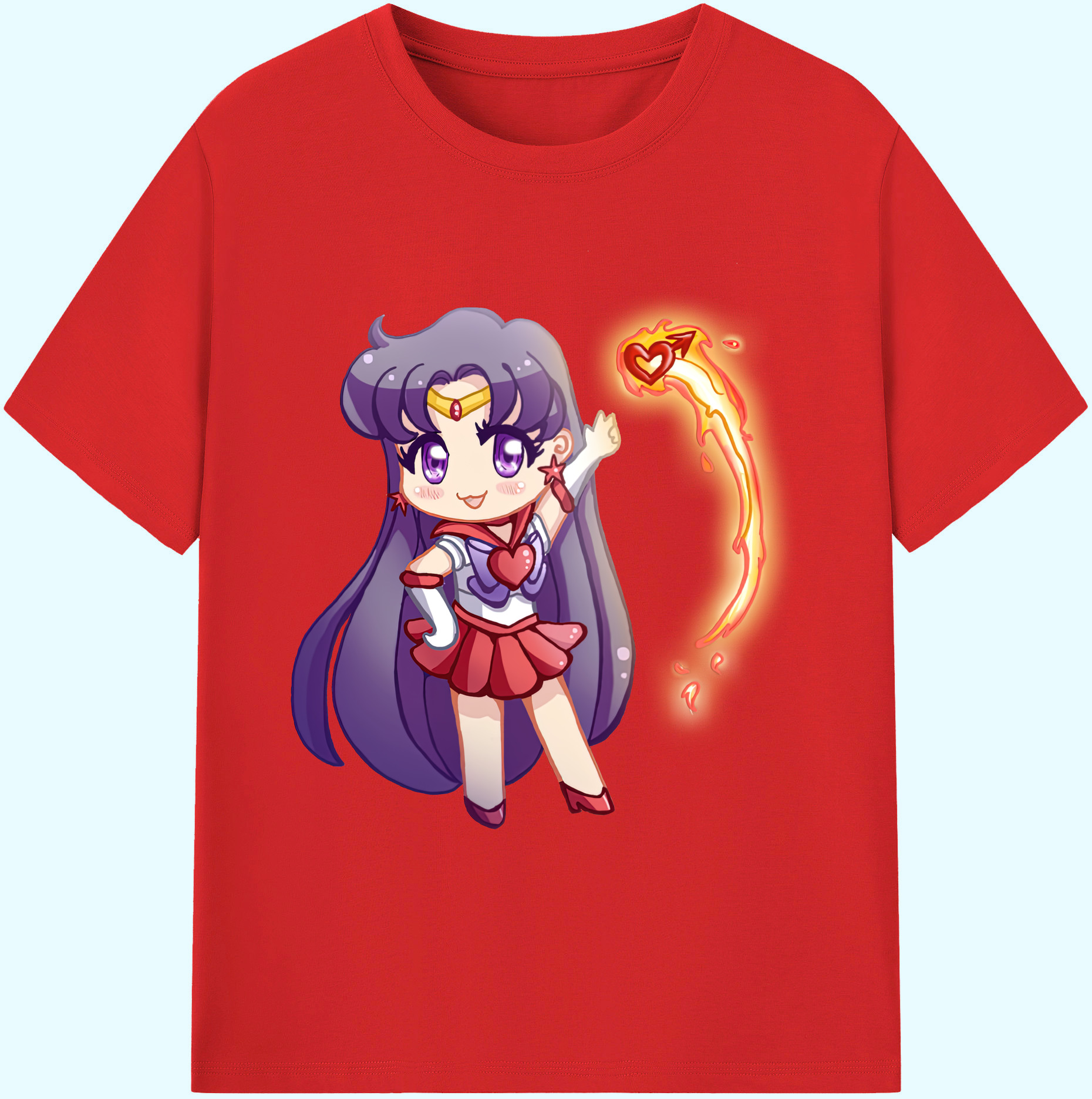 （画像用） 美少女戦士セーラームーン 火野レイ ひの レイ Sailor Moon Hino Rei （セーラーマーズ,Sailor Mars） 綿100％ メンズ半袖Tシャツ｜肌触りやわらか＆通気性