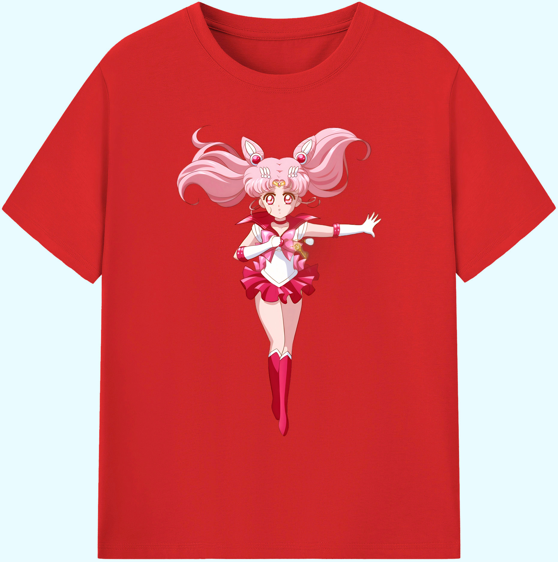 （画像用） 美少女戦士セーラームーン ちびうさ Sailor Moon Chibiusa Tsukino Usagi Small Lady Serenity 綿100％ メンズ半袖Tシャツ｜肌触りやわらか＆通気性