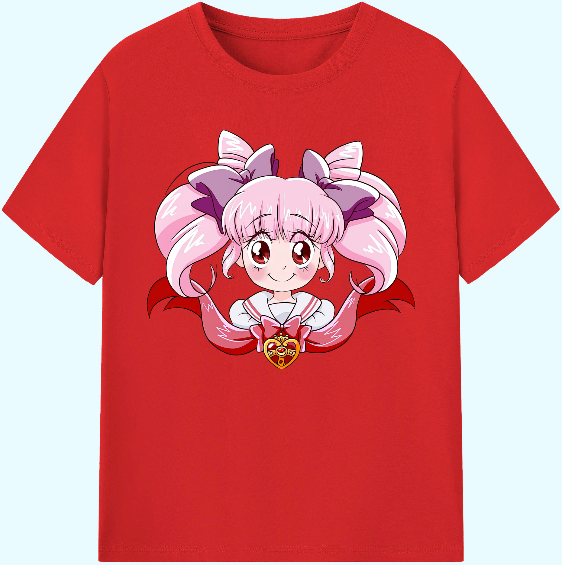 （画像用） 美少女戦士セーラームーン ちびうさ Sailor Moon Chibiusa Tsukino Usagi Small Lady Serenity 綿100％ メンズ半袖Tシャツ｜肌触りやわらか＆通気性
