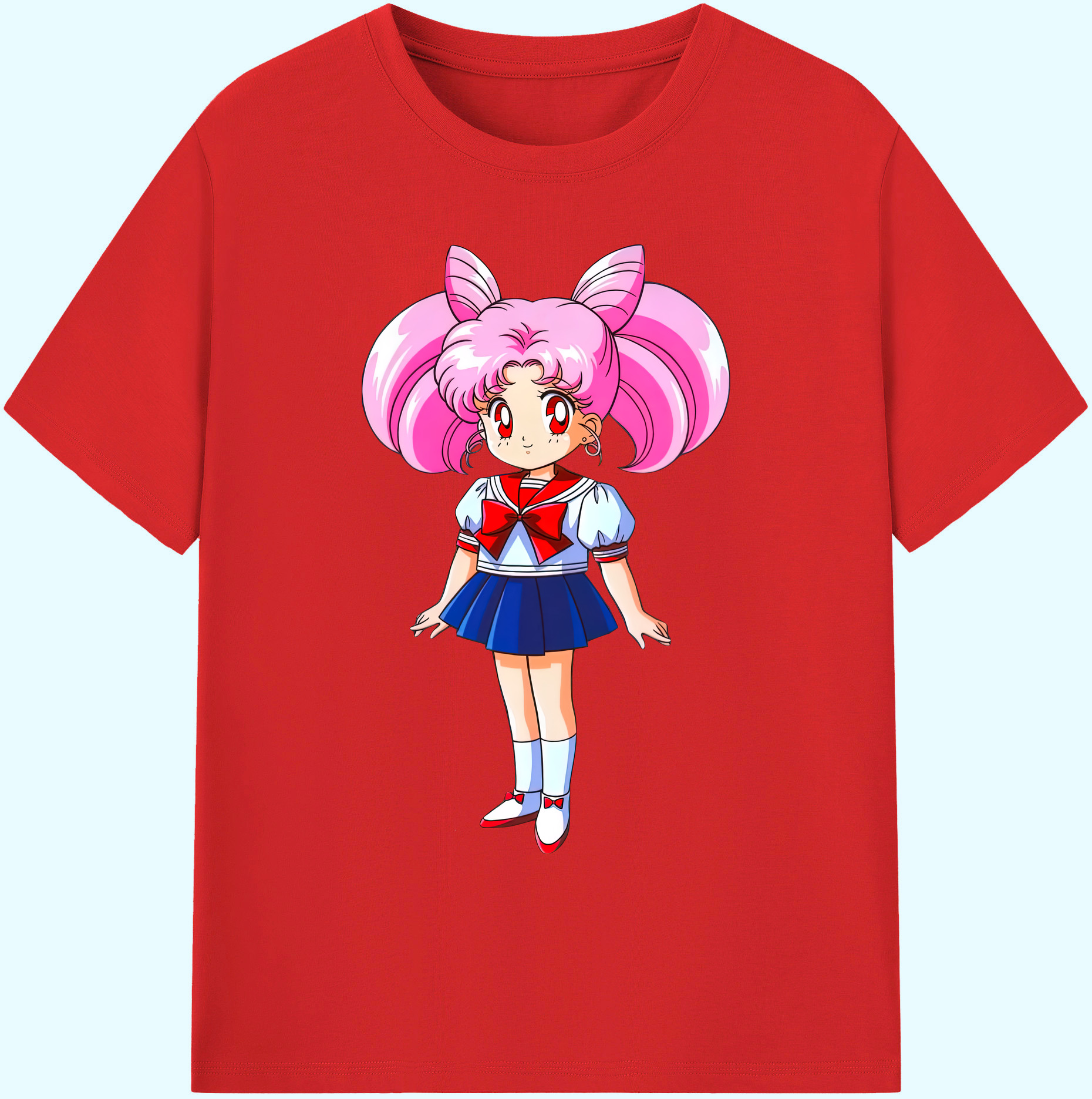 （画像用） 美少女戦士セーラームーン ちびうさ Sailor Moon Chibiusa Tsukino Usagi Small Lady Serenity 綿100％ メンズ半袖Tシャツ｜肌触りやわらか＆通気性