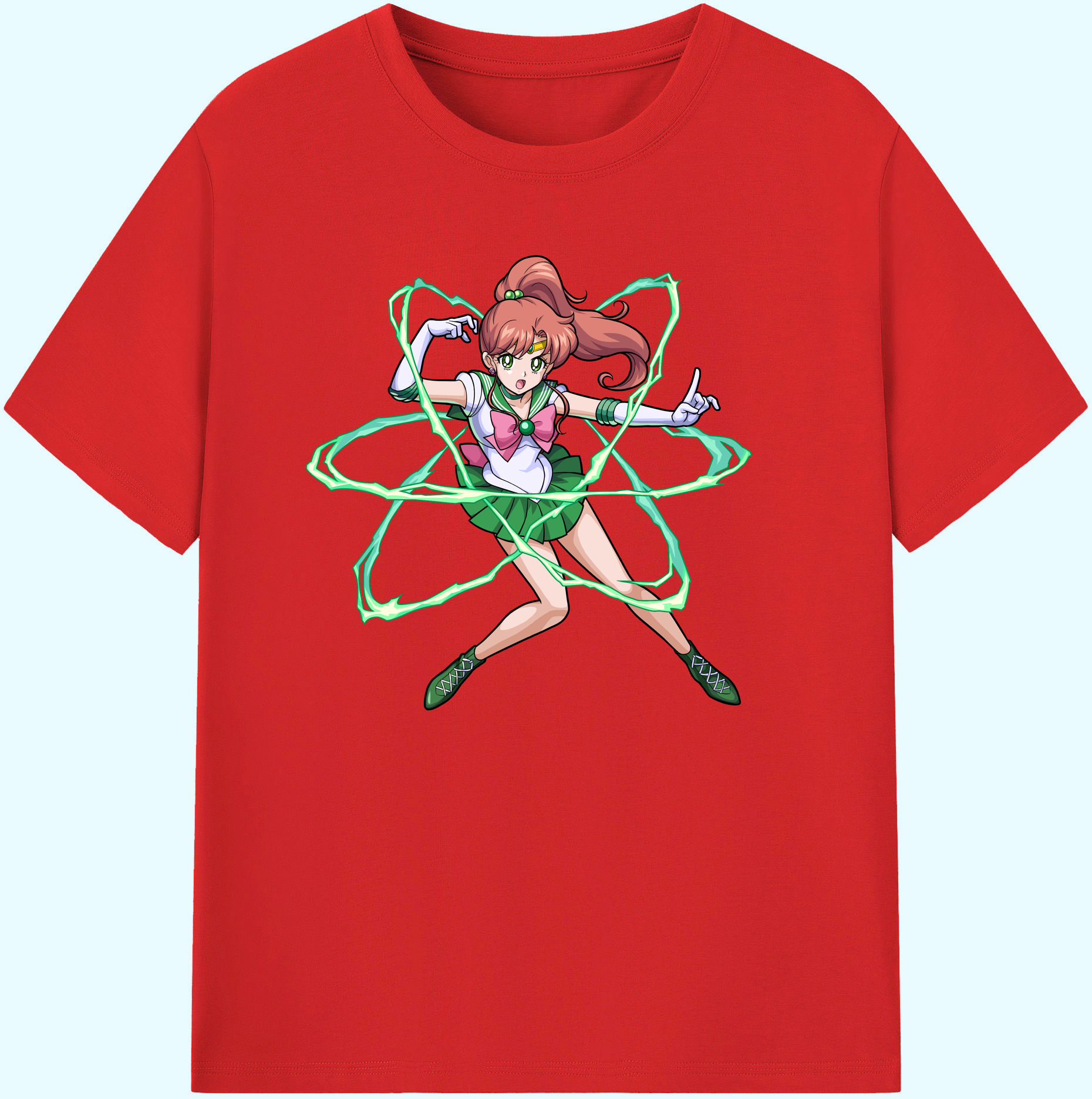 （画像用） 美少女戦士セーラームーン 木野 まこと きの まこと Sailor Moon Kino Makoto （セーラージュピター；Sailor Jupiter） 綿100％ メンズ半袖Tシャツ｜肌触りやわらか＆通気性
