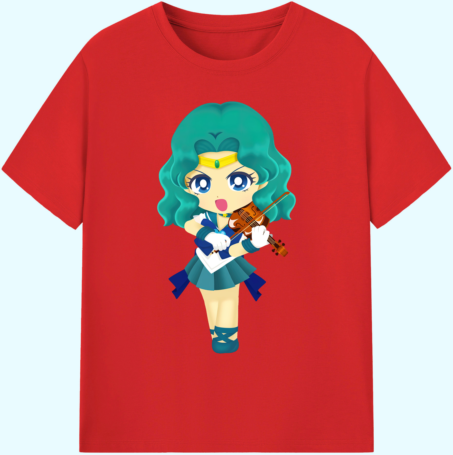 （画像用） 美少女戦士セーラームーン 海王 みちる（かいおう みちる） Sailor Moon Kaiou Michiru 綿100％ メンズ半袖Tシャツ｜肌触りやわらか＆通気性