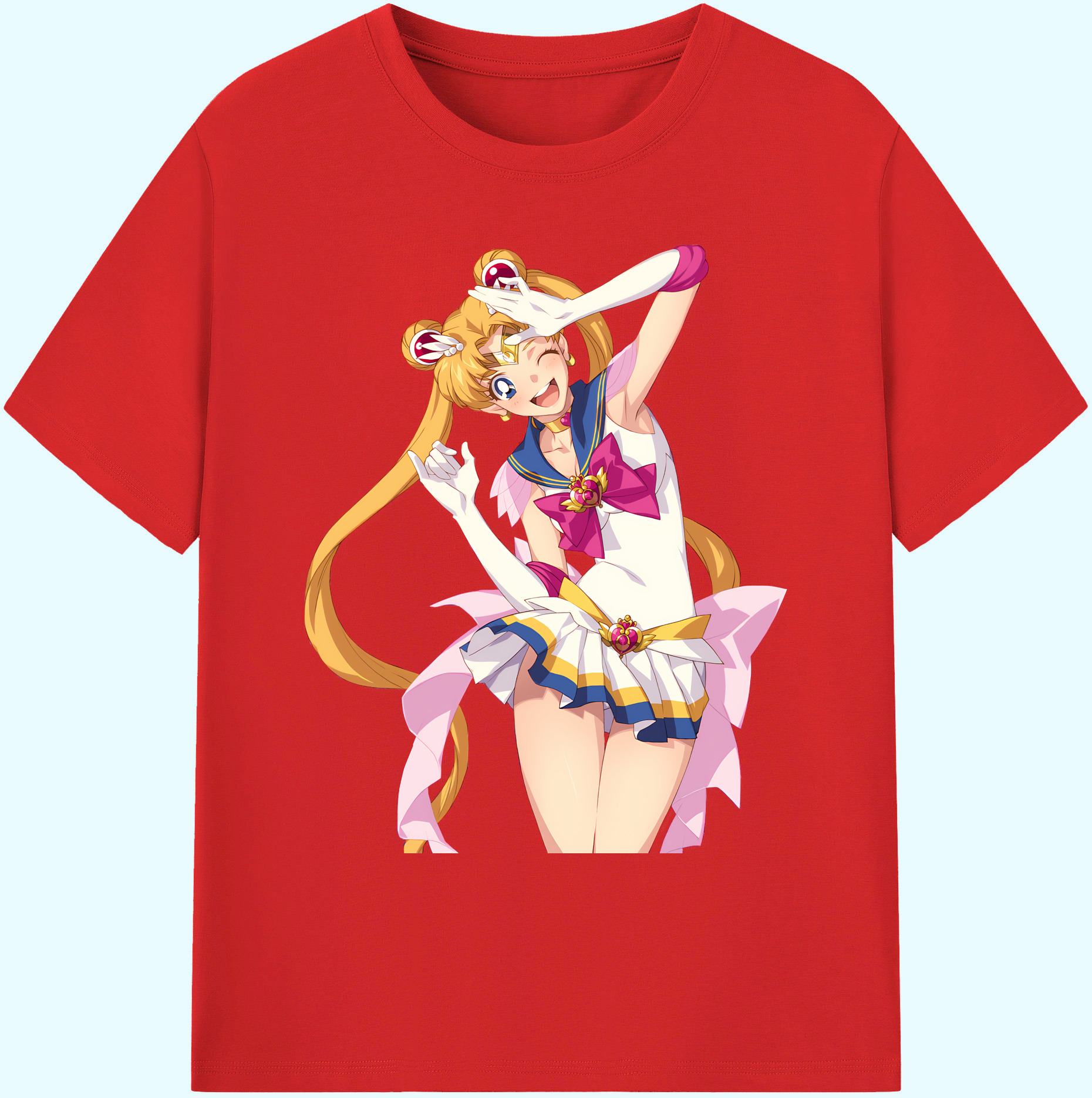 （画像用） 美少女戦士セーラームーン 月野 うさぎ つきの うさぎ Sailor Moon Tsukino Usagi 綿100％ メンズ半袖Tシャツ｜肌触りやわらか＆通気性