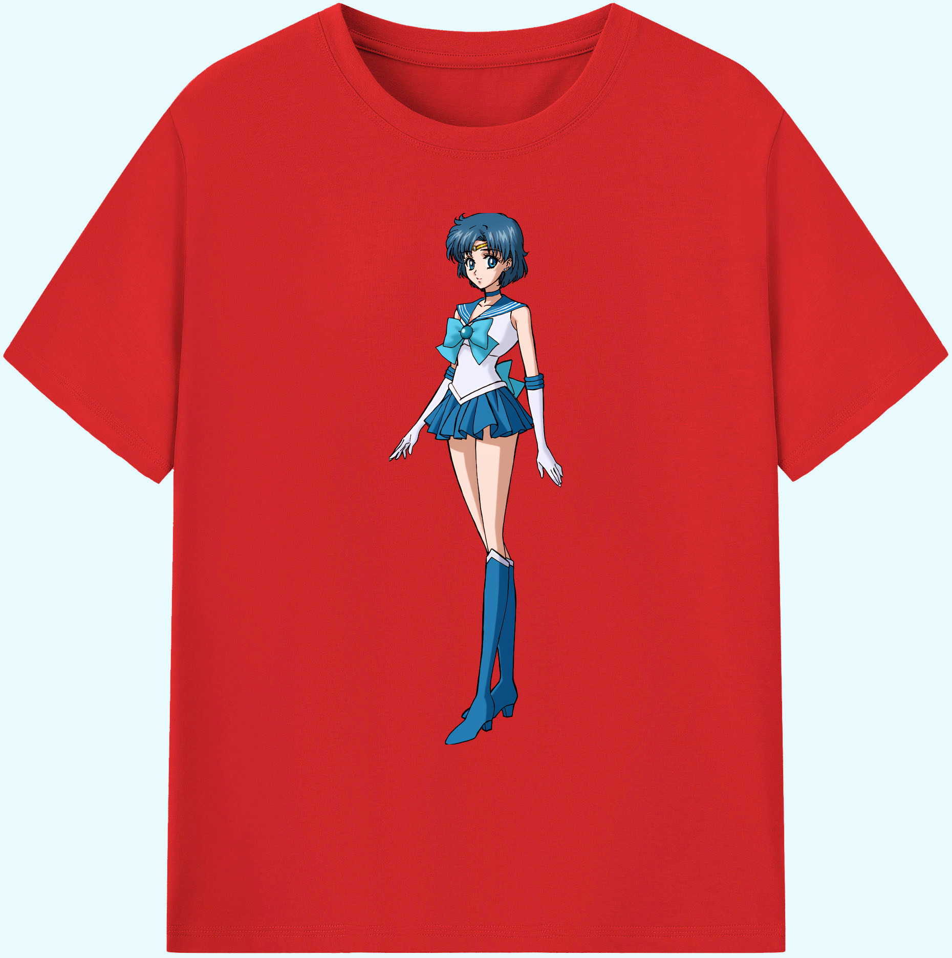 （画像用） 美少女戦士セーラームーン 水野 亜美 みずの あみ Sailor Moon Mizuno Ami 綿100％ メンズ半袖Tシャツ｜肌触りやわらか＆通気性