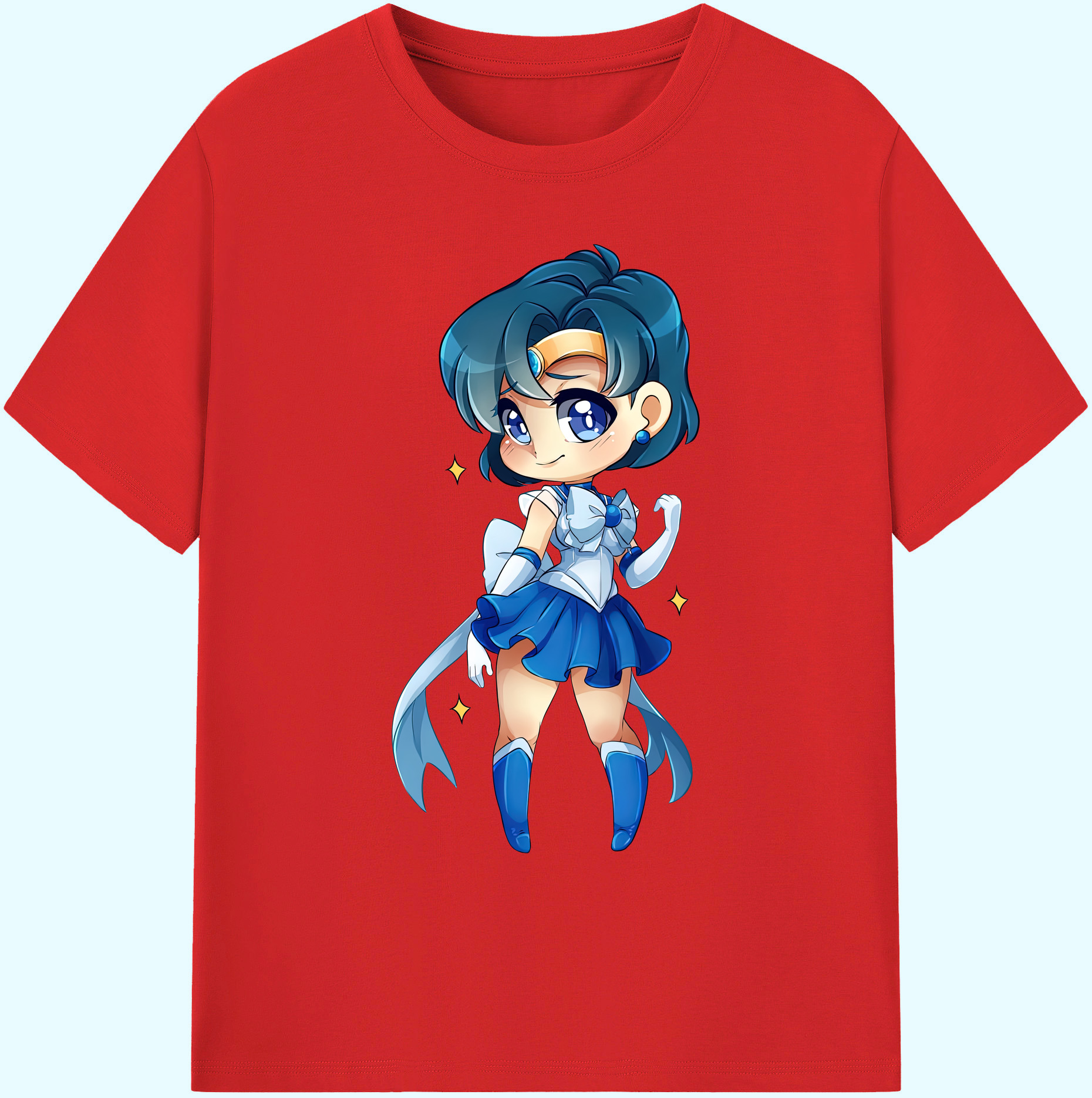 （画像用） 美少女戦士セーラームーン 水野 亜美 みずの あみ Sailor Moon Mizuno Ami 綿100％ メンズ半袖Tシャツ｜肌触りやわらか＆通気性