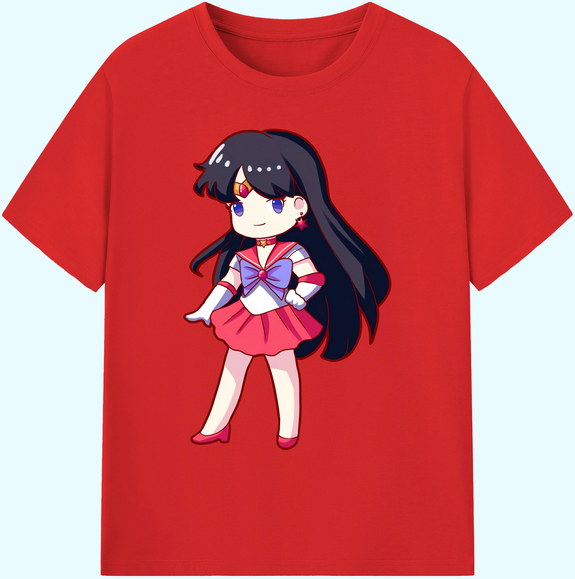 （画像用） 美少女戦士セーラームーン 火野レイ ひの レイ Sailor Moon Hino Rei （セーラーマーズ,Sailor Mars） 綿100％ メンズ半袖Tシャツ｜肌触りやわらか＆通気性