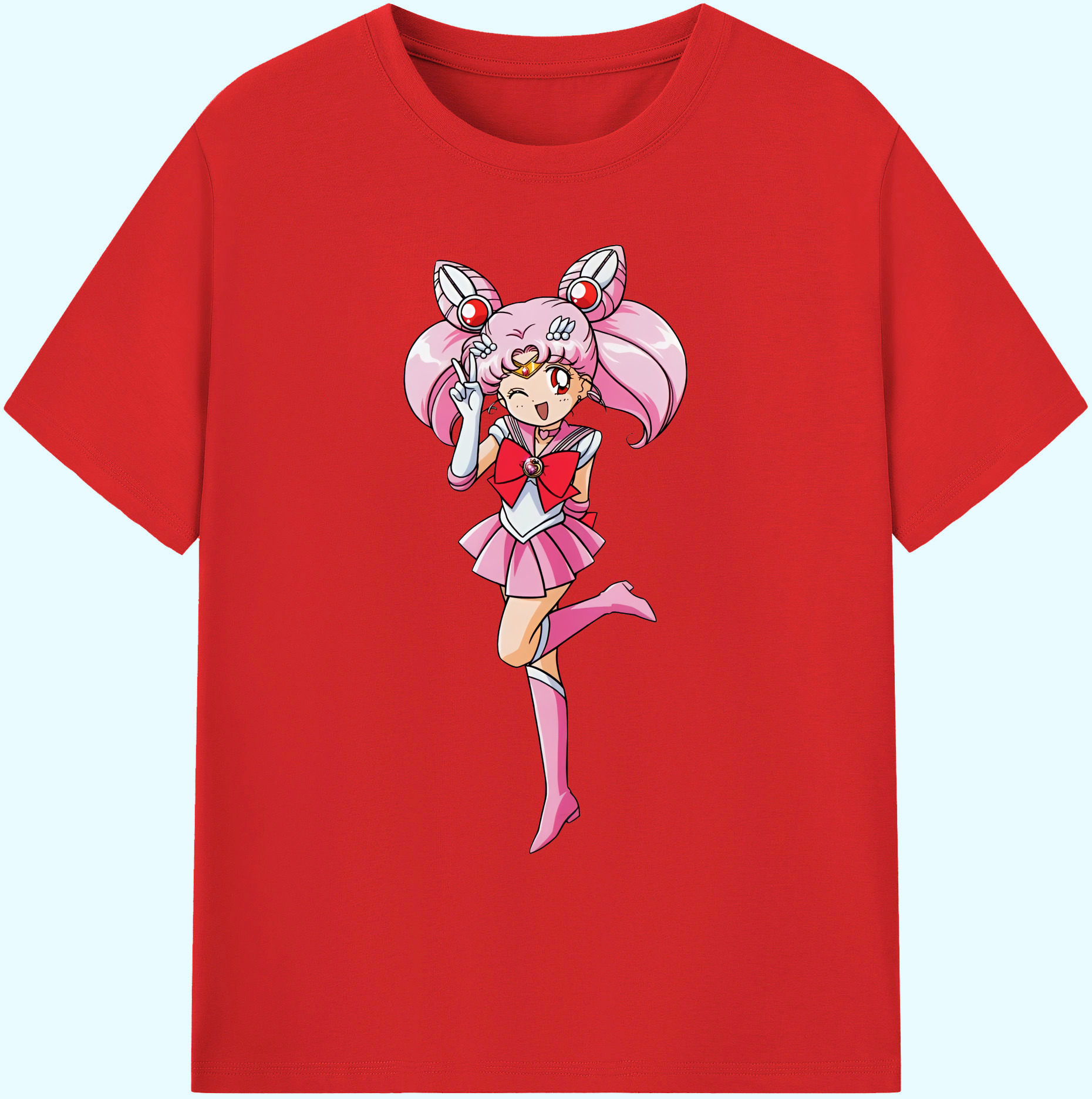 （画像用） 美少女戦士セーラームーン ちびうさ Sailor Moon Chibiusa Tsukino Usagi Small Lady Serenity 綿100％ メンズ半袖Tシャツ｜肌触りやわらか＆通気性