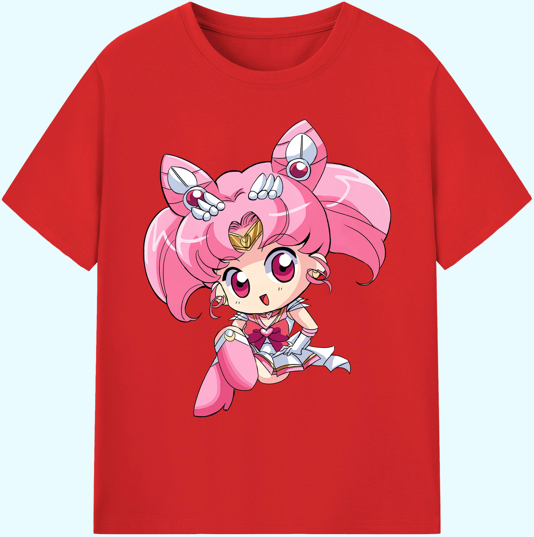 （画像用） 美少女戦士セーラームーン ちびうさ Sailor Moon Chibiusa Tsukino Usagi Small Lady Serenity 綿100％ メンズ半袖Tシャツ｜肌触りやわらか＆通気性