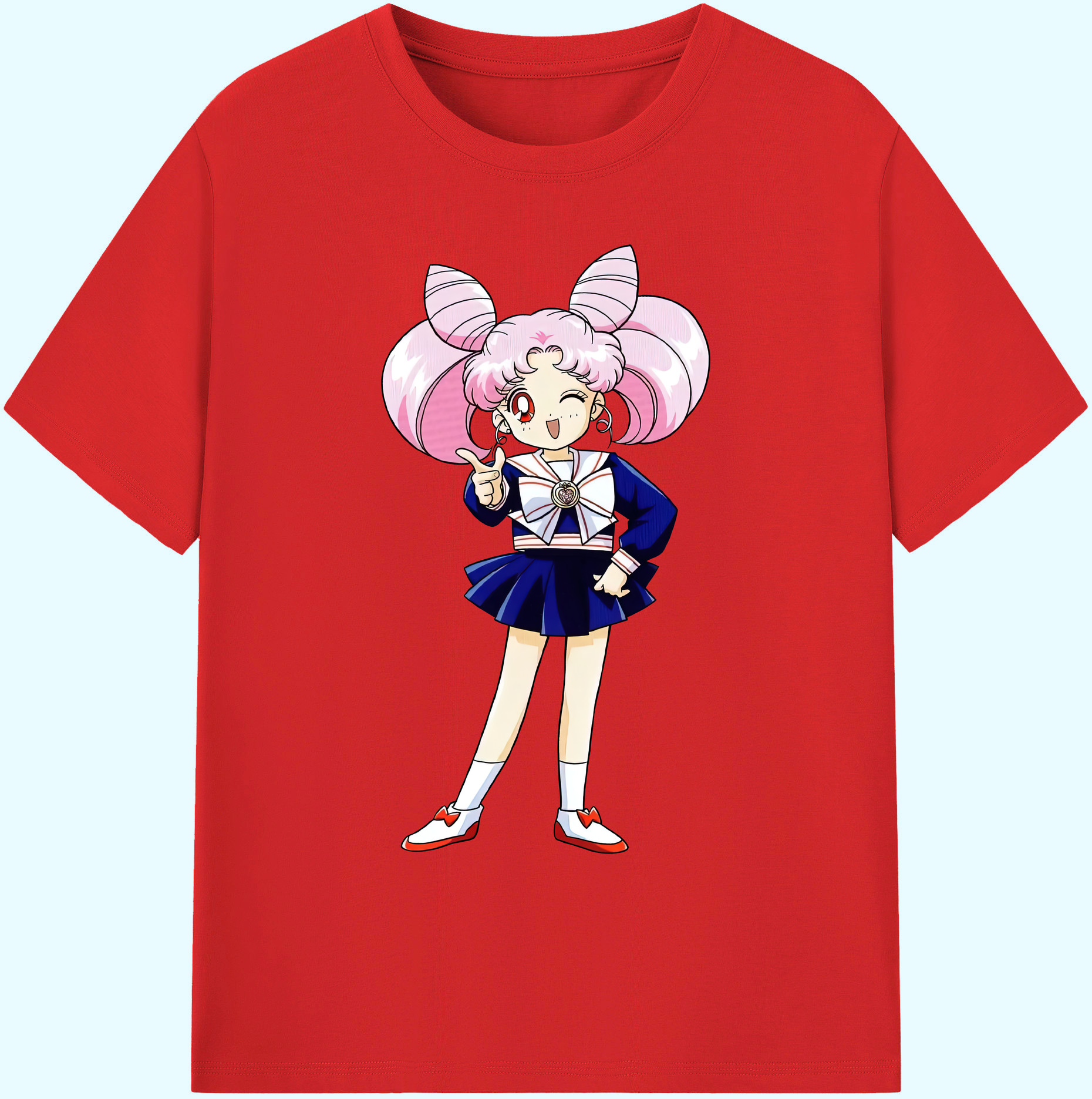 （画像用） 美少女戦士セーラームーン ちびうさ Sailor Moon Chibiusa Tsukino Usagi Small Lady Serenity 綿100％ メンズ半袖Tシャツ｜肌触りやわらか＆通気性