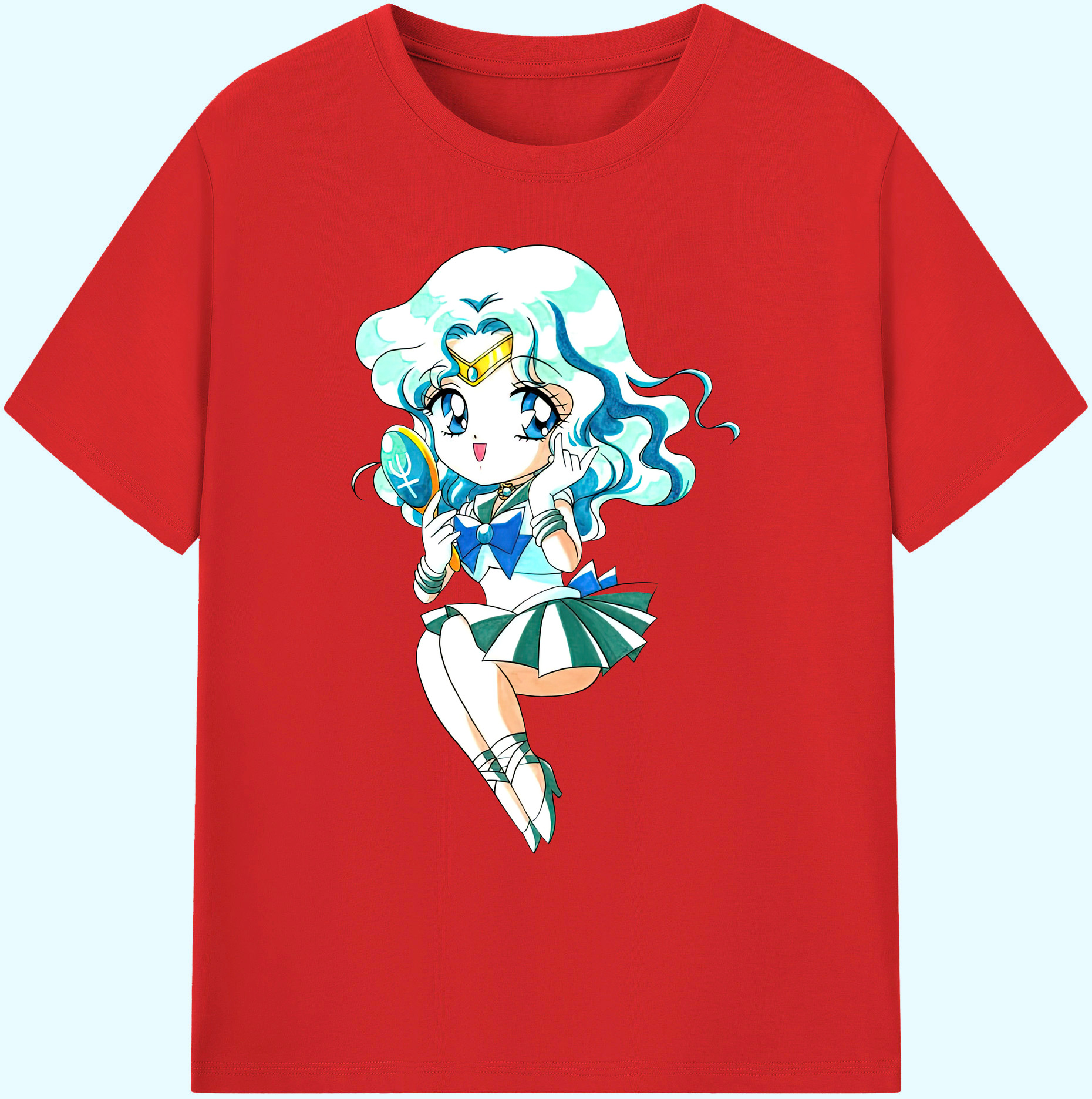 （画像用） 美少女戦士セーラームーン 海王 みちる（かいおう みちる） Sailor Moon Kaiou Michiru 綿100％ メンズ半袖Tシャツ｜肌触りやわらか＆通気性