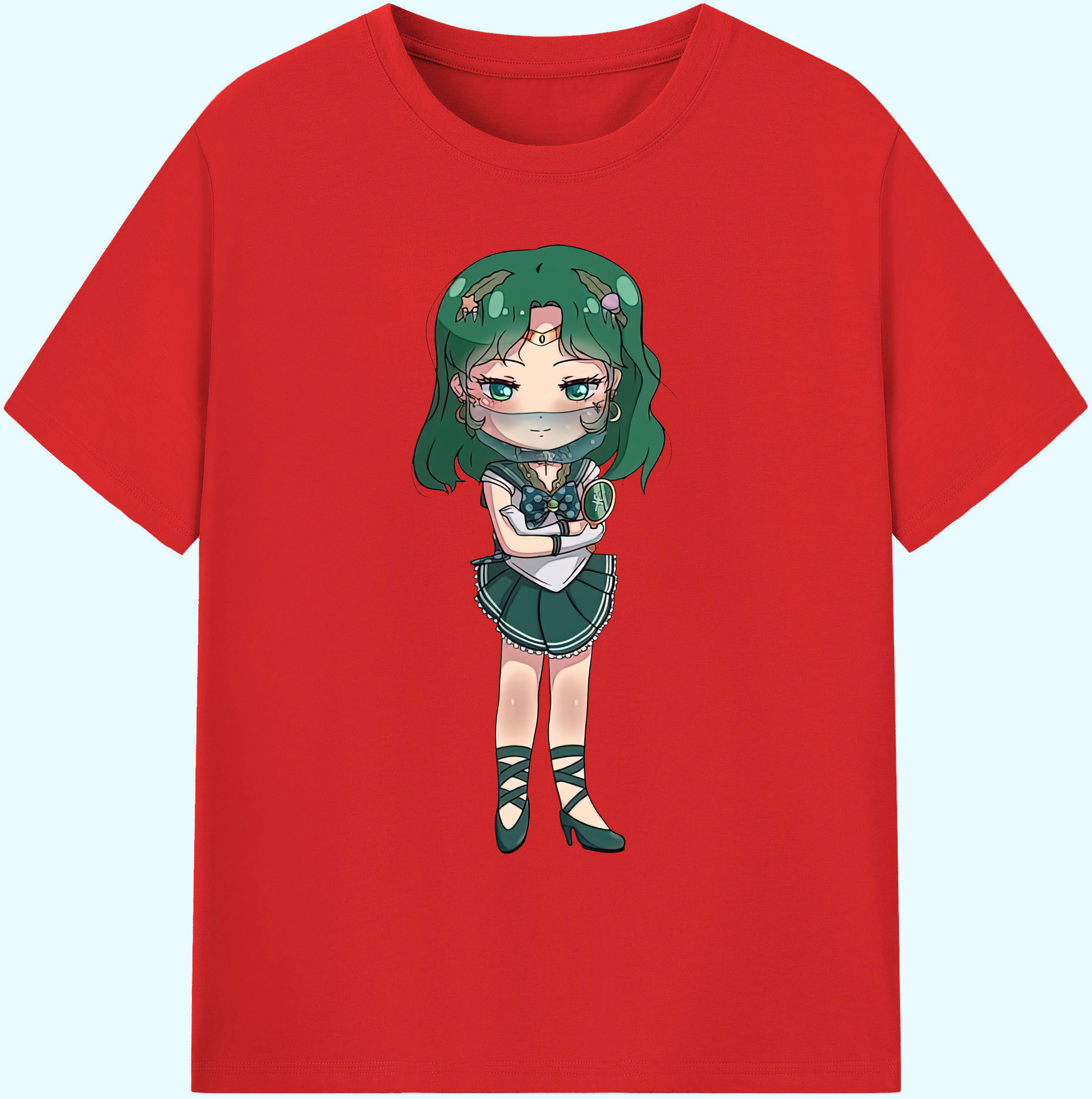 （画像用） 美少女戦士セーラームーン 海王 みちる（かいおう みちる） Sailor Moon Kaiou Michiru 綿100％ メンズ半袖Tシャツ｜肌触りやわらか＆通気性