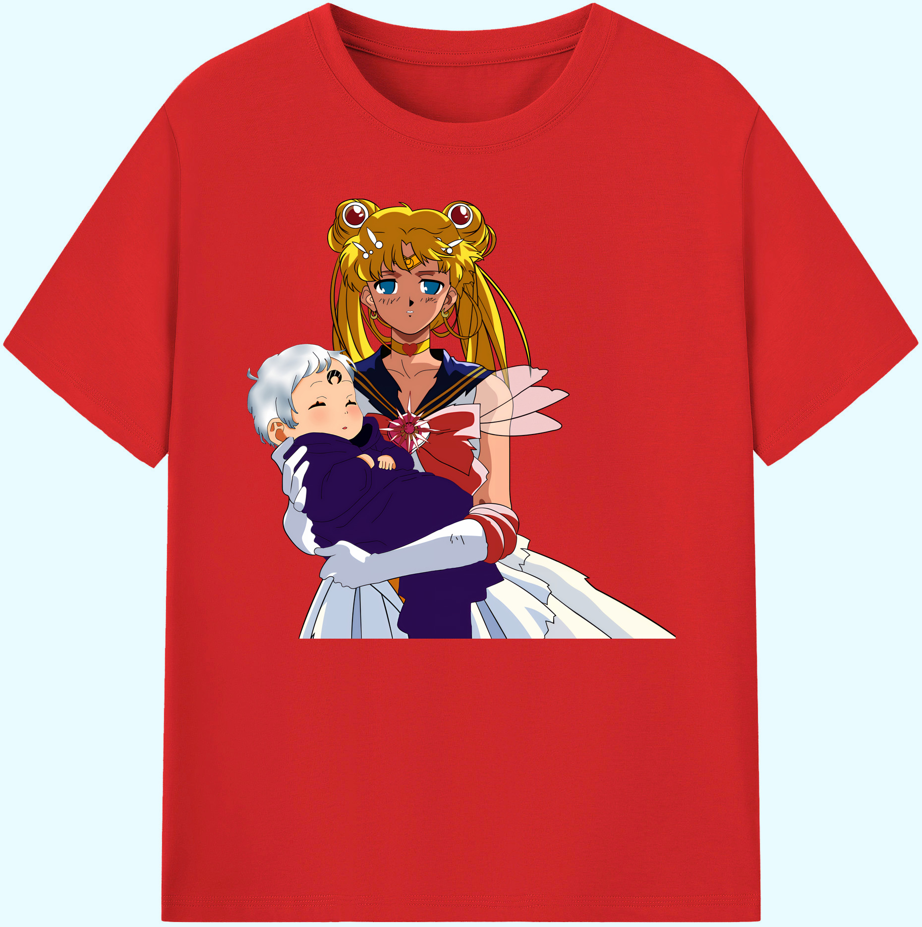 （画像用） 美少女戦士セーラームーン 月野 うさぎ つきの うさぎ Sailor Moon Tsukino Usagi 綿100％ メンズ半袖Tシャツ｜肌触りやわらか＆通気性