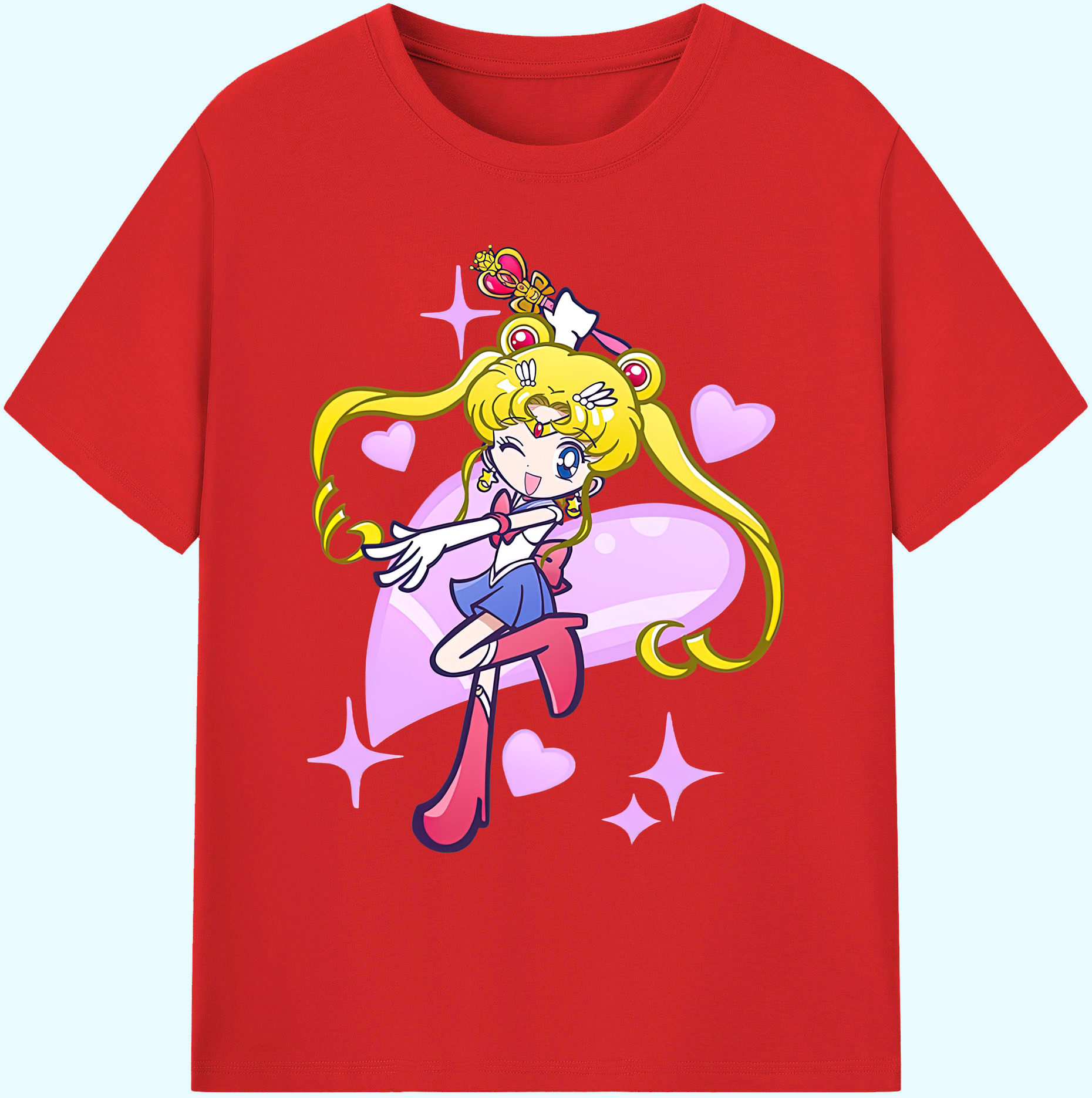 （画像用） 美少女戦士セーラームーン 月野 うさぎ つきの うさぎ Sailor Moon Tsukino Usagi 綿100％ メンズ半袖Tシャツ｜肌触りやわらか＆通気性